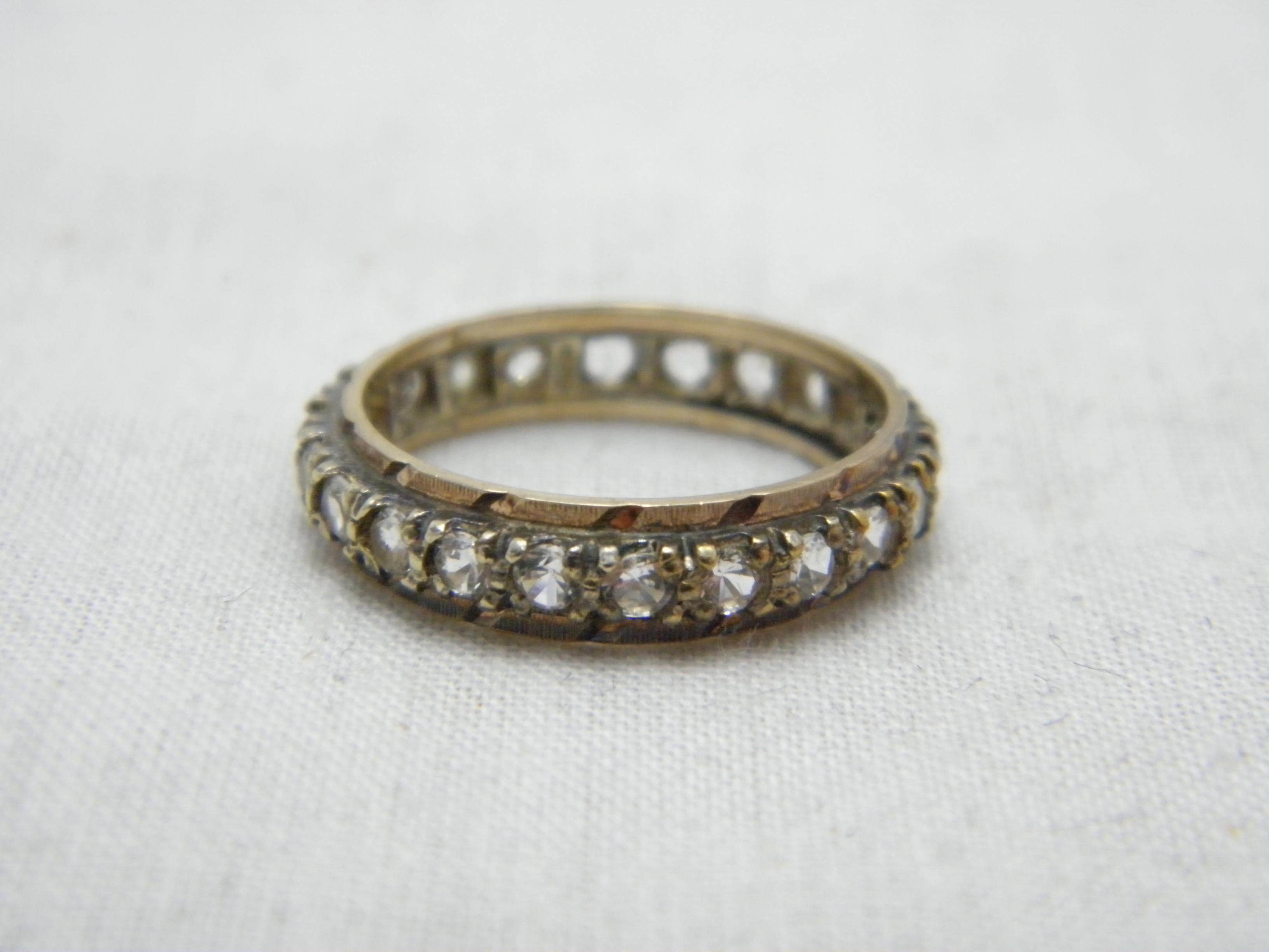Vintage 9 Karat Roségold Topas Full Eternity Ring Größe M 6,25 375 Reinheit Schwer für Damen oder Herren im Angebot