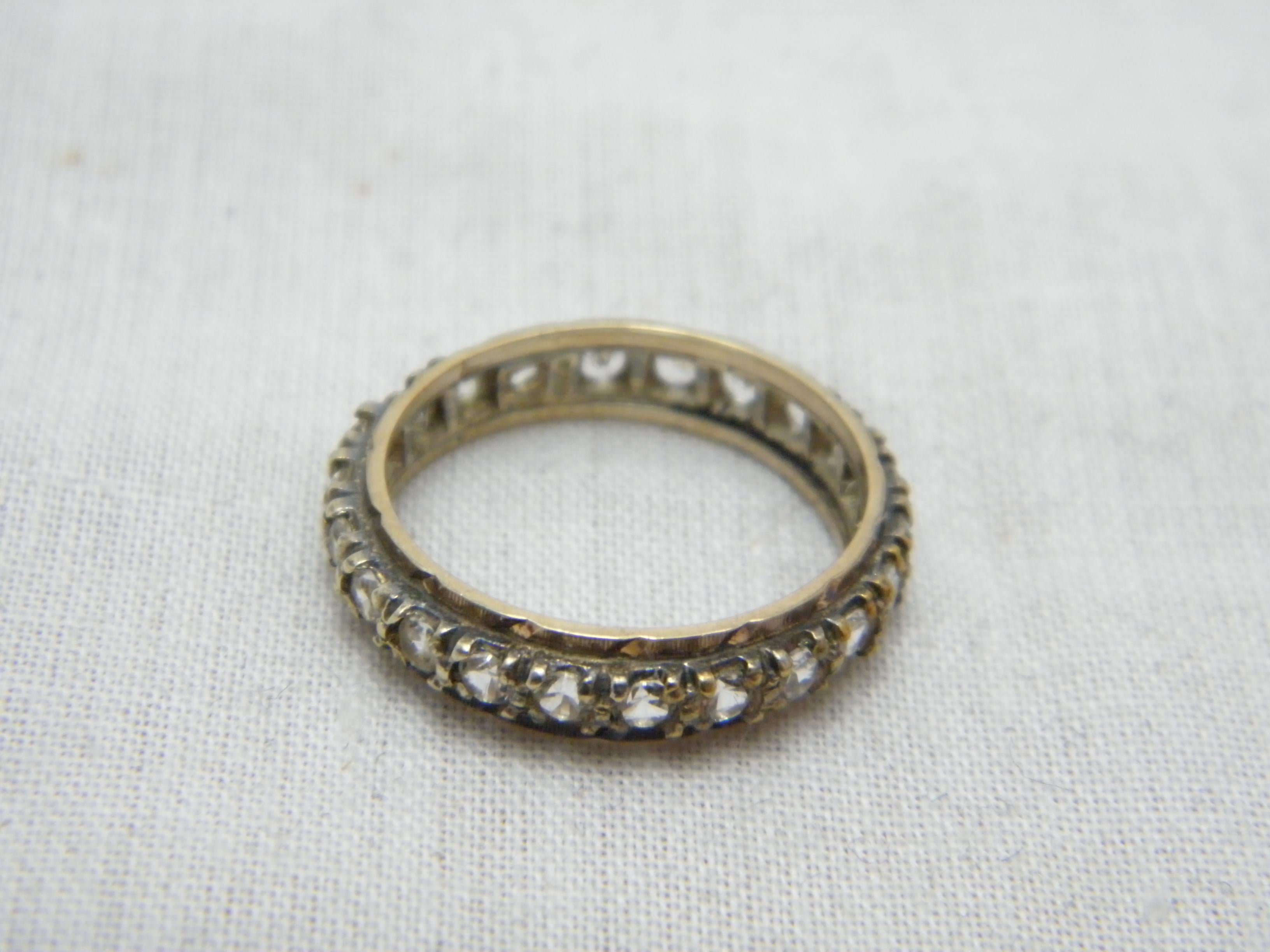 Vintage 9 Karat Roségold Topas Full Eternity Ring Größe M 6,25 375 Reinheit Schwer im Angebot 1