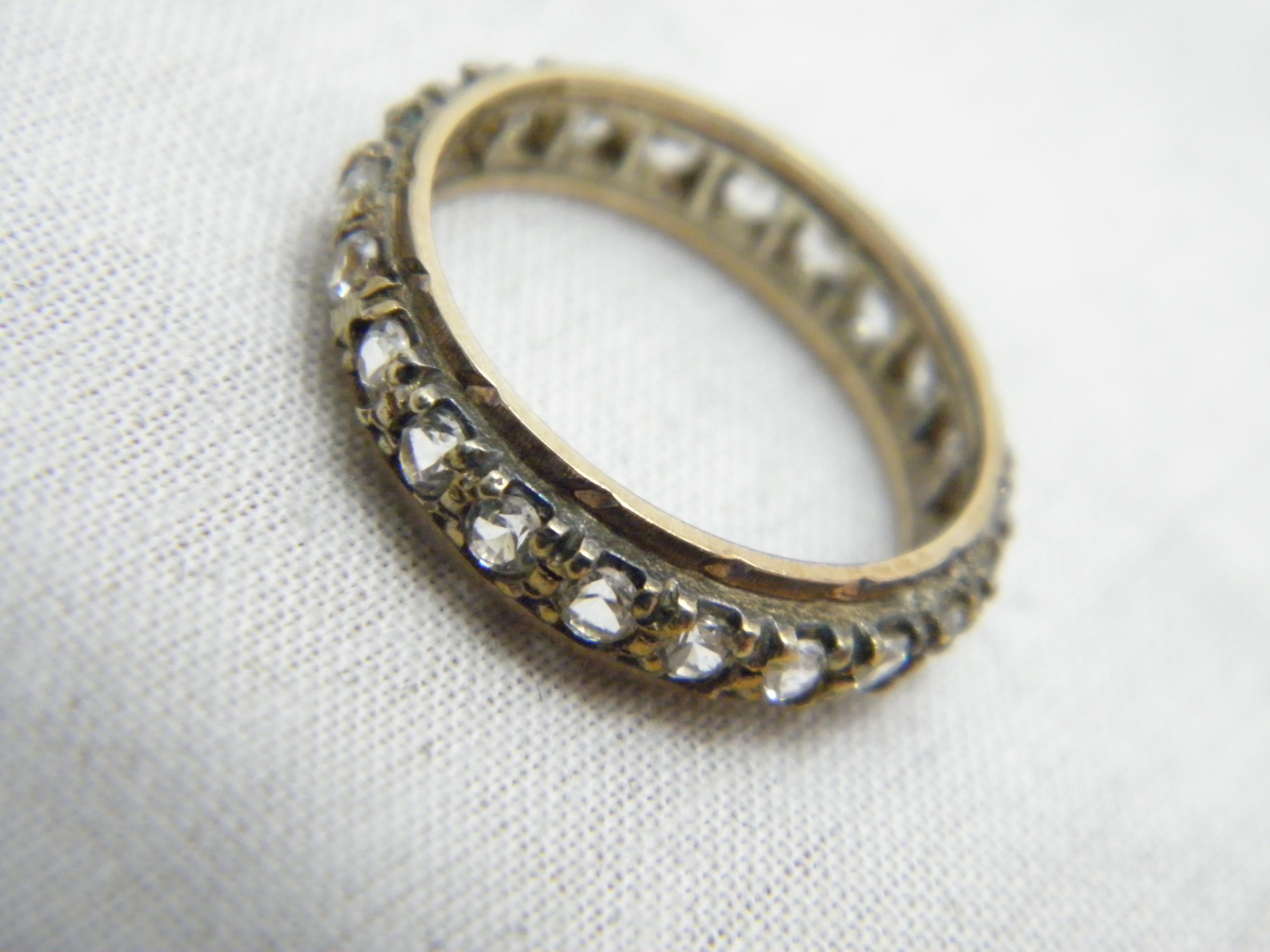 Vintage 9 Karat Roségold Topas Full Eternity Ring Größe M 6,25 375 Reinheit Schwer im Angebot 3