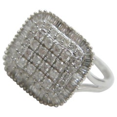 Vintage 9ct White Gold 1.0 Cttw Diamond Cluster Ring 375 Purity
