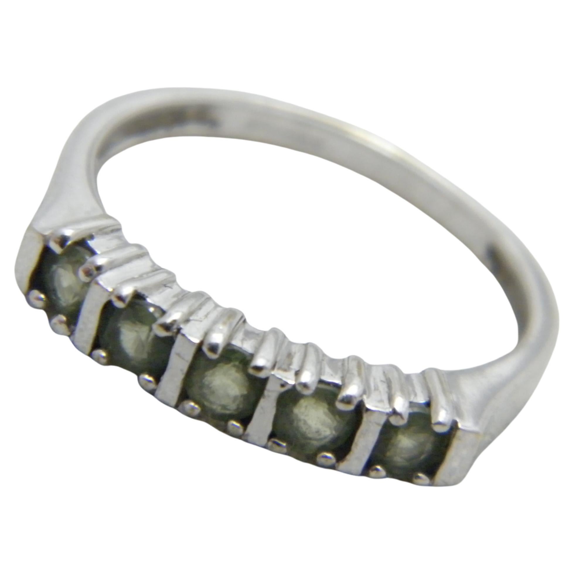 Vintage 9ct White Gold Alexandrite Eternity Ring 375 Purity Heavy For Sale