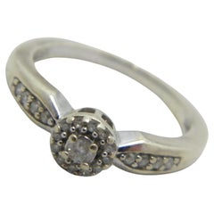 Vintage Verlobungsring mit 9 Karat Weißgold-Diamant-Cluster 375 Reinheit