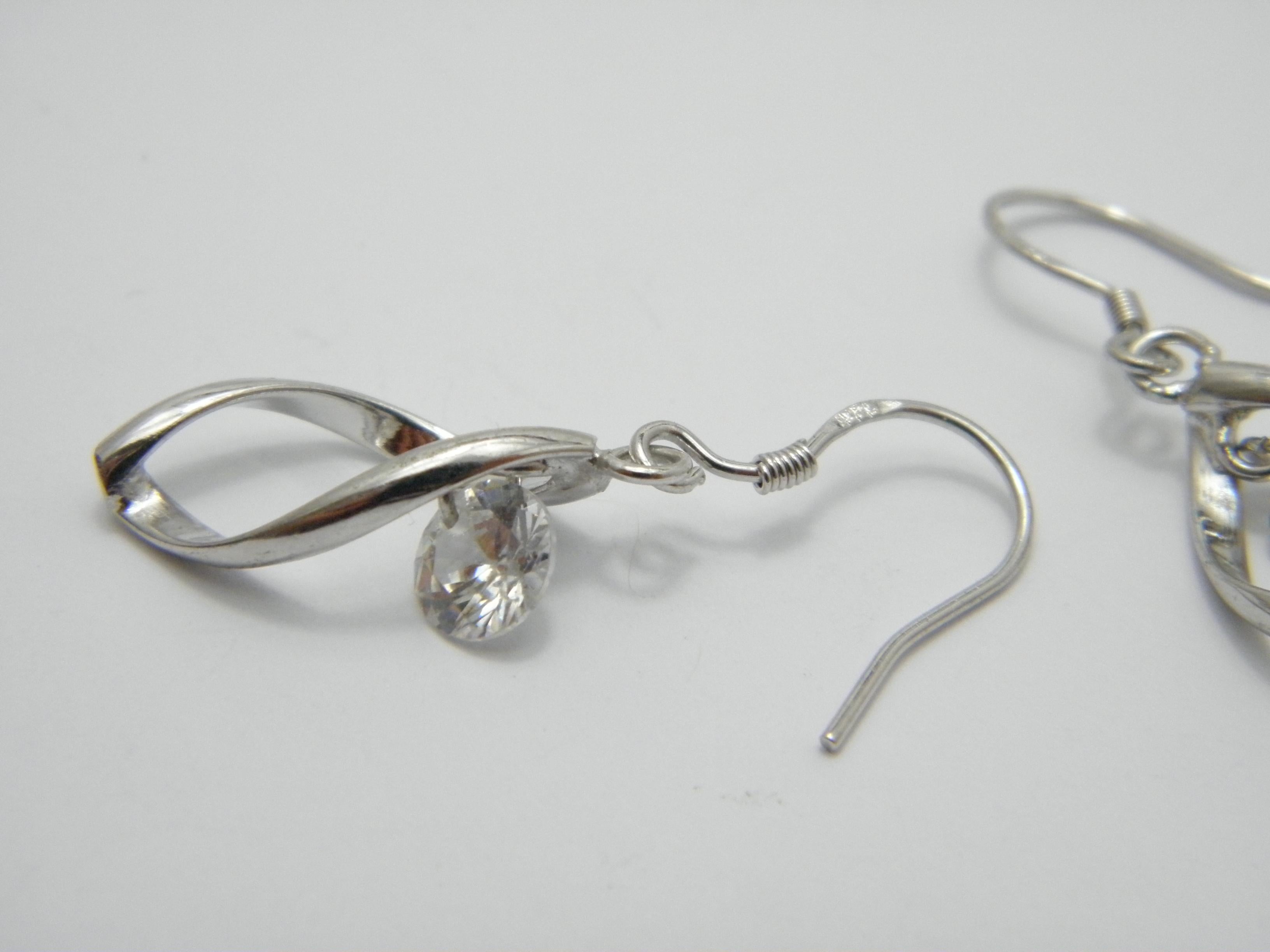 Vintage 9ct White Gold Diamond Paste Drop Dangle Earrings 375 Purity Large Heavy For Sale 1