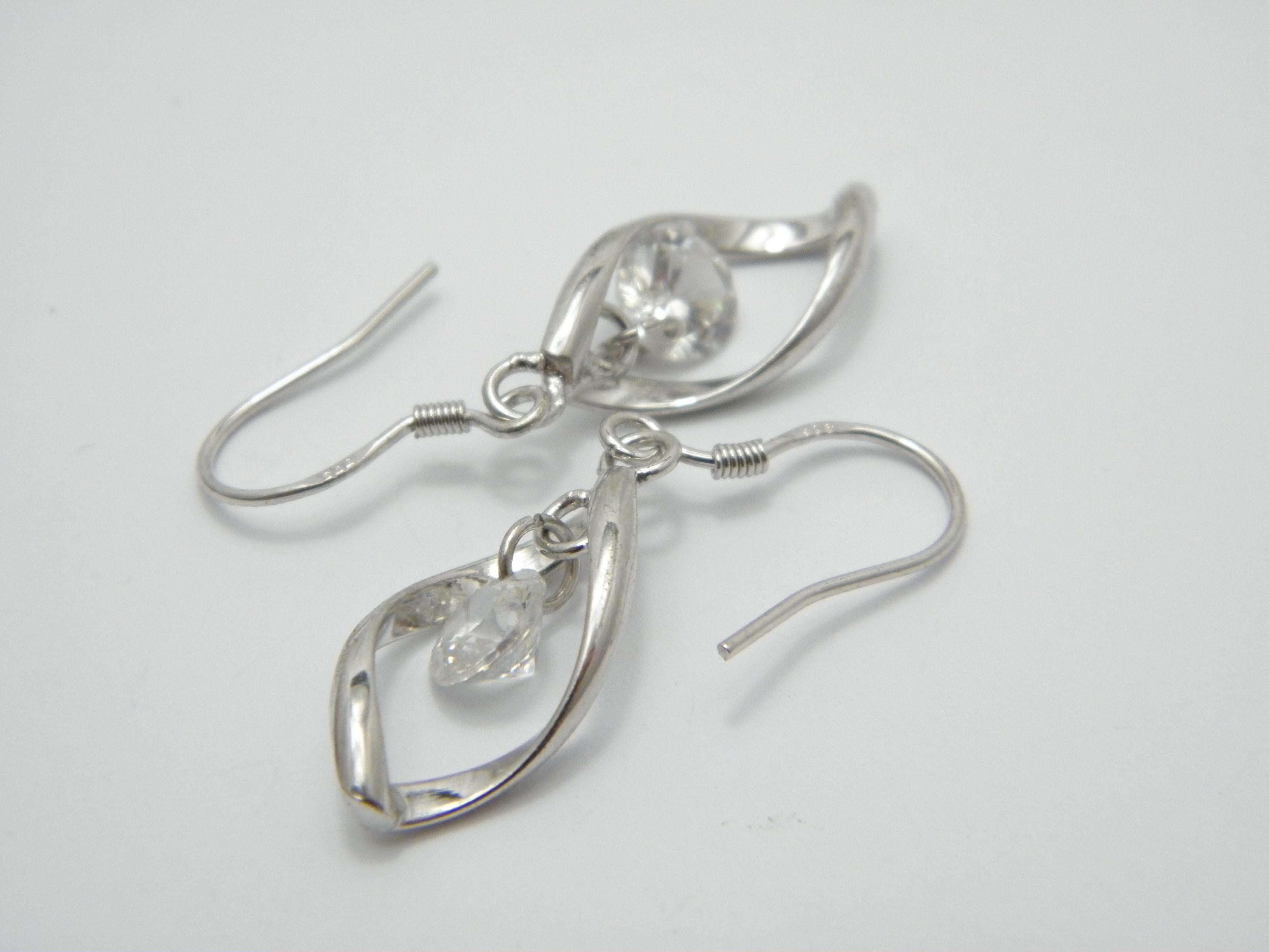 Vintage 9ct White Gold Diamond Paste Drop Dangle Earrings 375 Purity Large Heavy For Sale 3