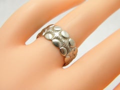 Vintage 9ct White Gold Thick Diamond Teeth Band Ring N 6.75 375 Heavy 4.7g