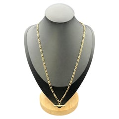 Vintage 9ct Yellow Gold, 19 Inch Figaro Link Albert Watch Chain Necklace