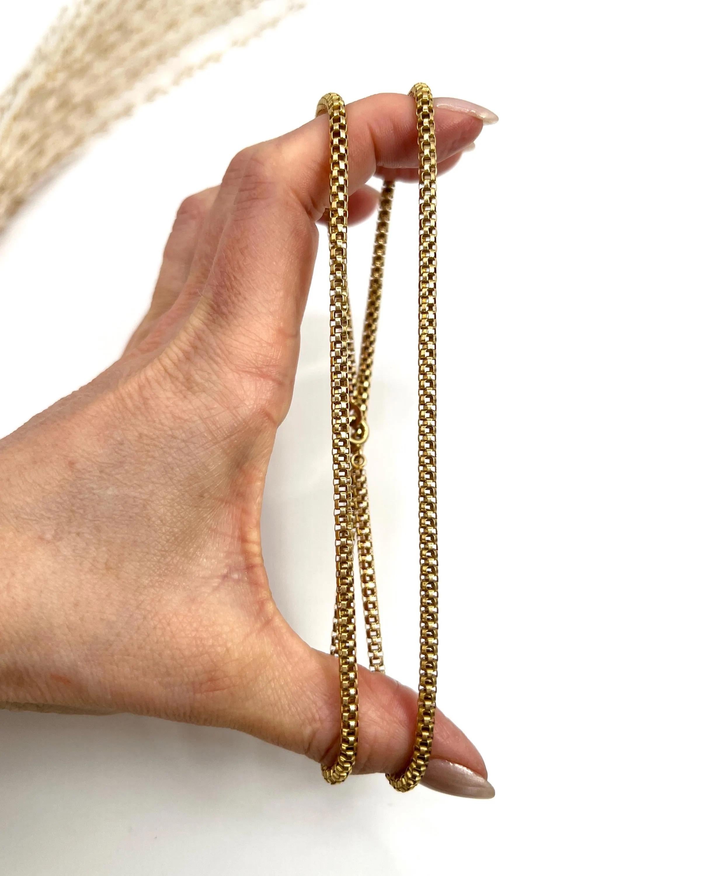 Women's or Men's Vintage 9ct Yellow Gold, 1980s 24 3/4 Inch Balestra Box Snake-Link Chain