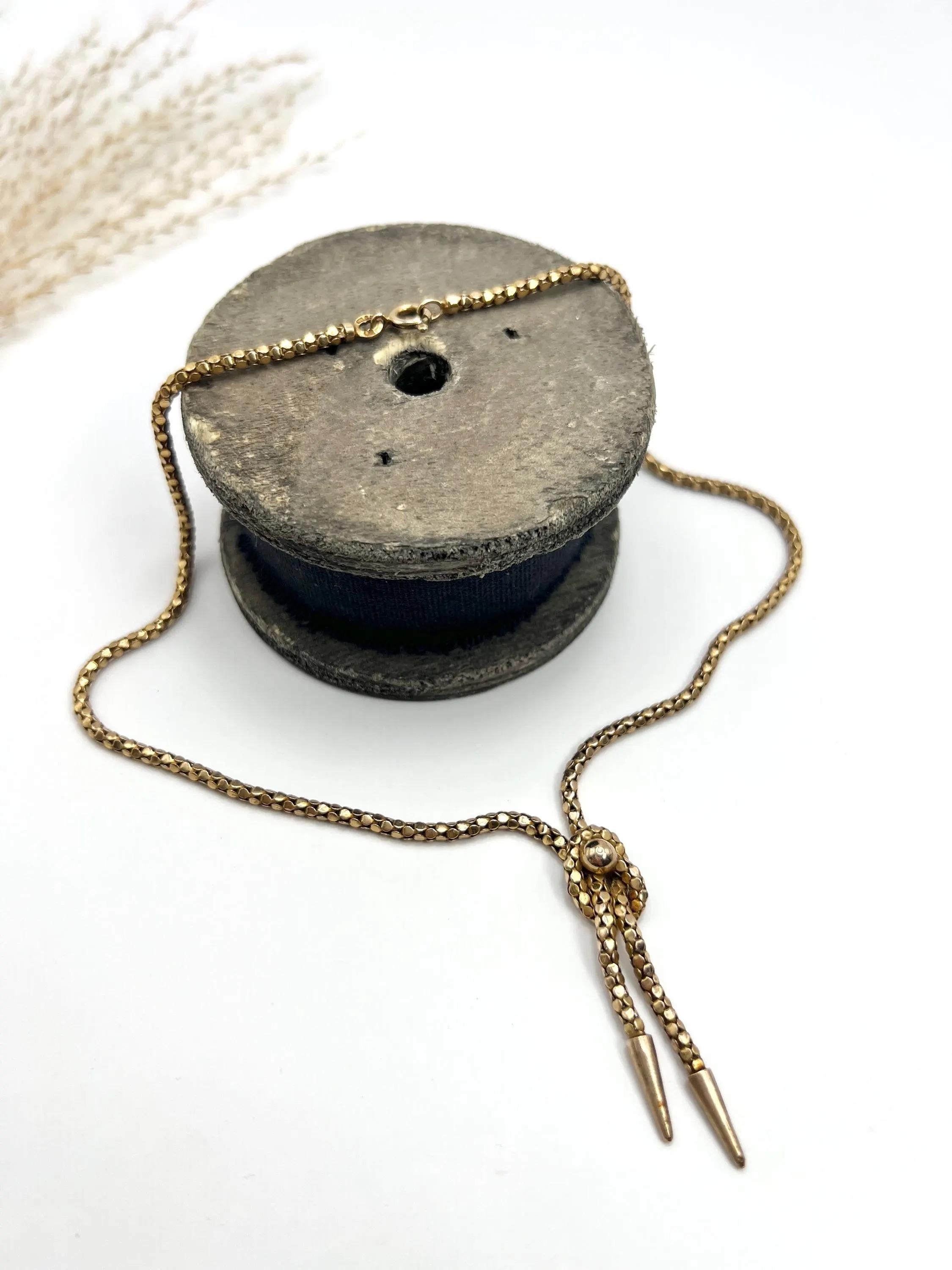 Italienische gestempelte Schlangengliederkette, Knoten-Halskette, Vintage, 9 Karat Gelbgold 1980er Jahre für Damen oder Herren im Angebot
