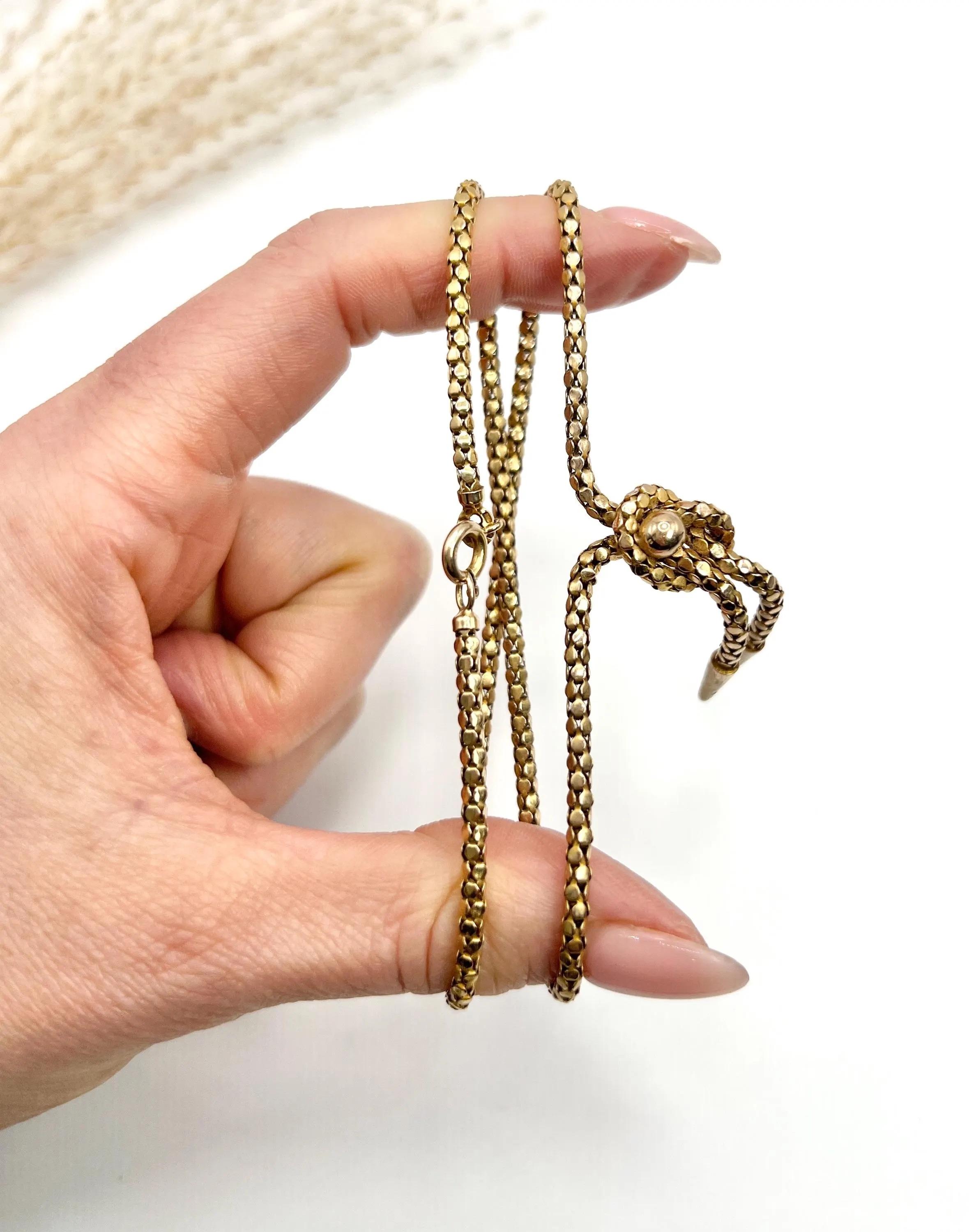 Italienische gestempelte Schlangengliederkette, Knoten-Halskette, Vintage, 9 Karat Gelbgold 1980er Jahre im Angebot 5