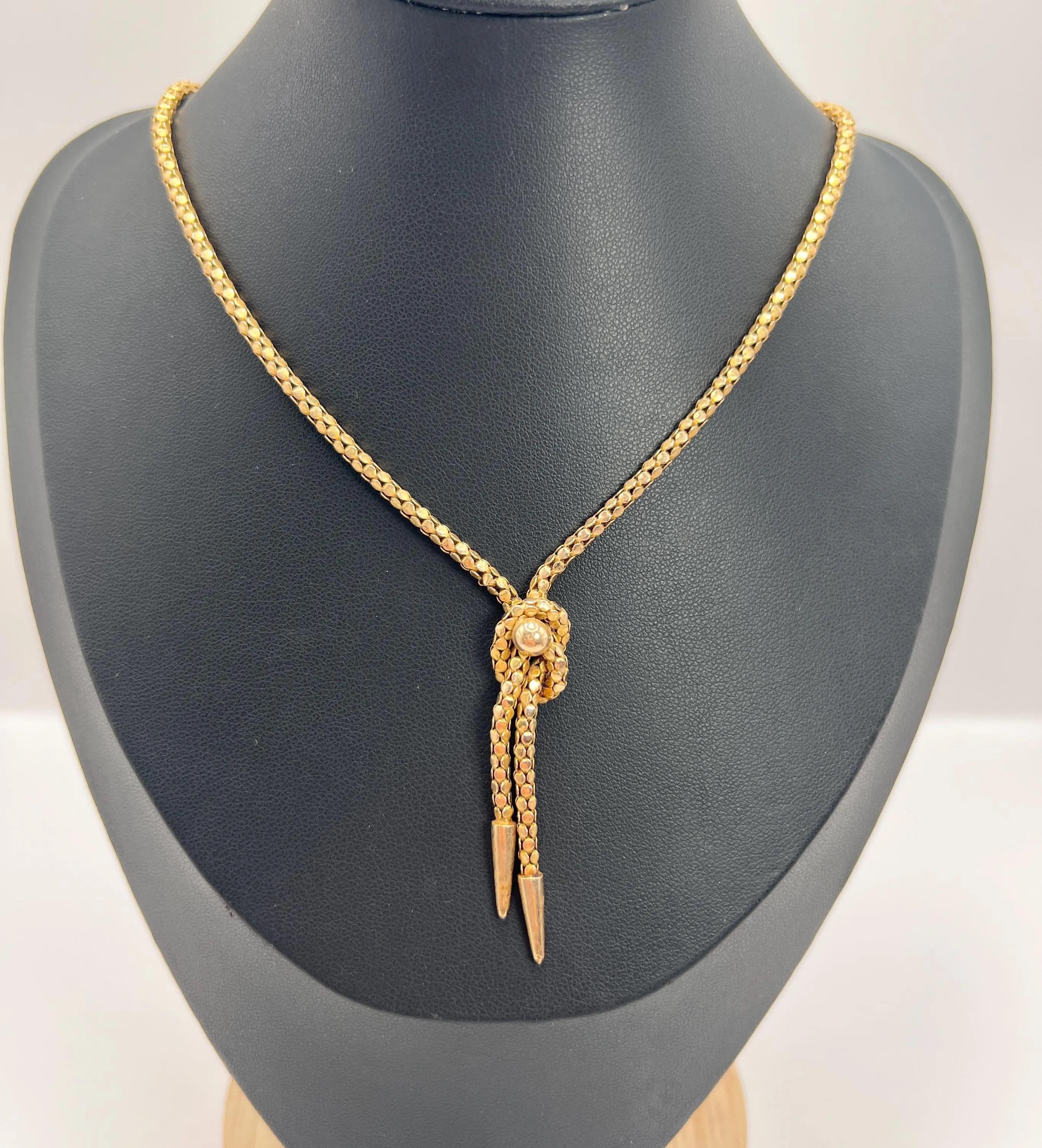 Italienische gestempelte Schlangengliederkette, Knoten-Halskette, Vintage, 9 Karat Gelbgold 1980er Jahre im Angebot 6