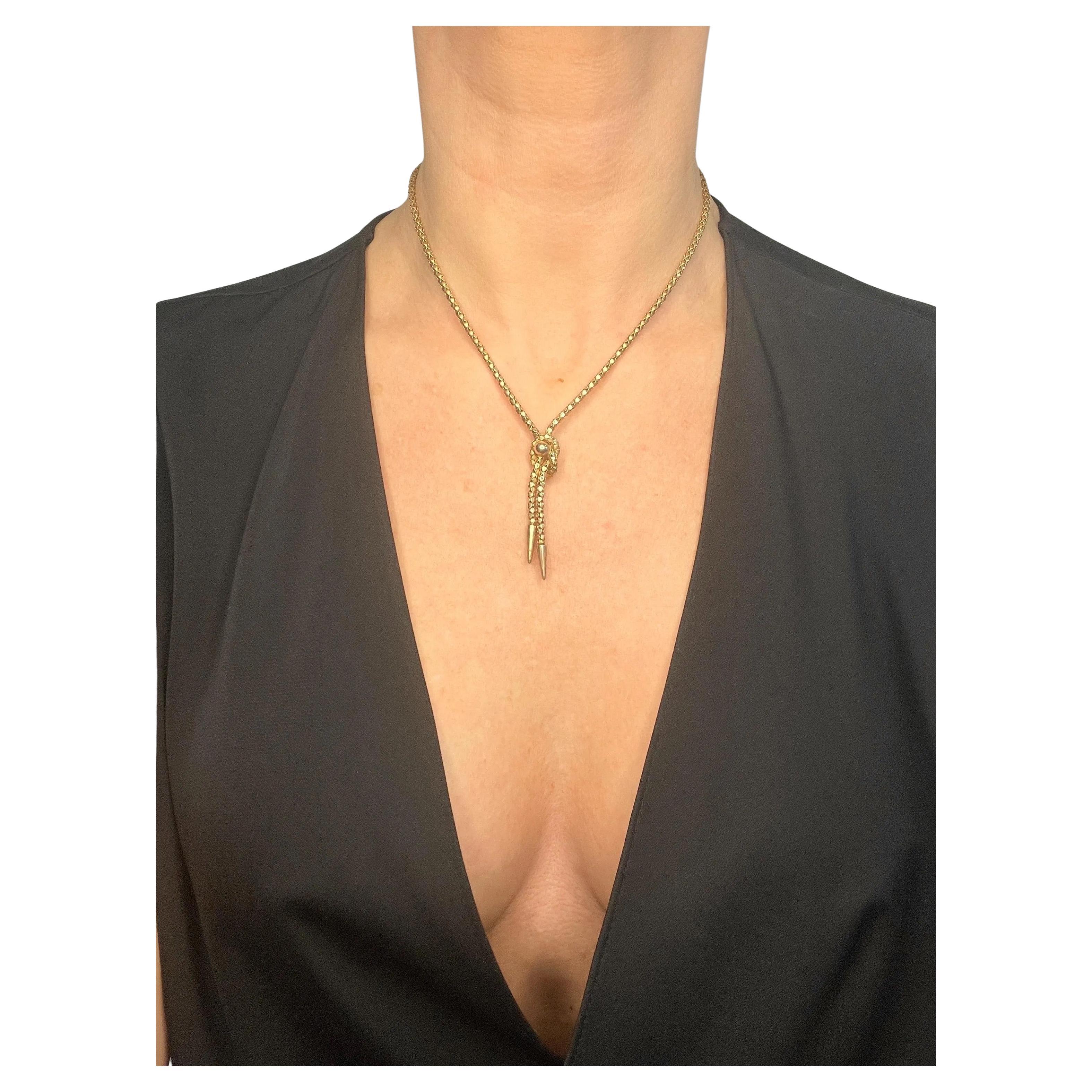 Italienische gestempelte Schlangengliederkette, Knoten-Halskette, Vintage, 9 Karat Gelbgold 1980er Jahre im Angebot