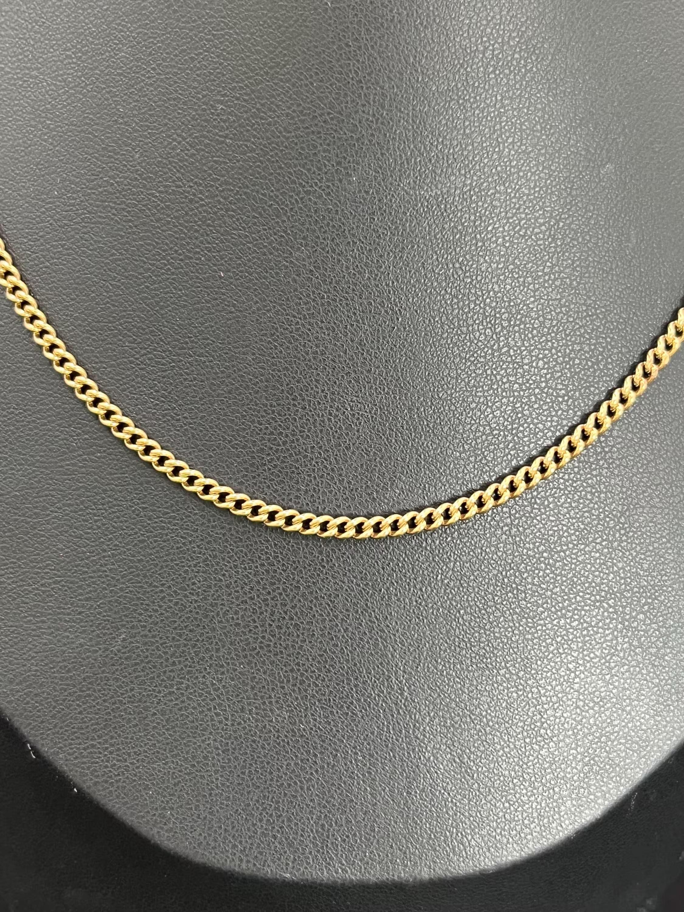 Vintage 9ct Yellow Gold 21 1/2 Inch Curb Link Chain with Lobster Clasp en vente 6