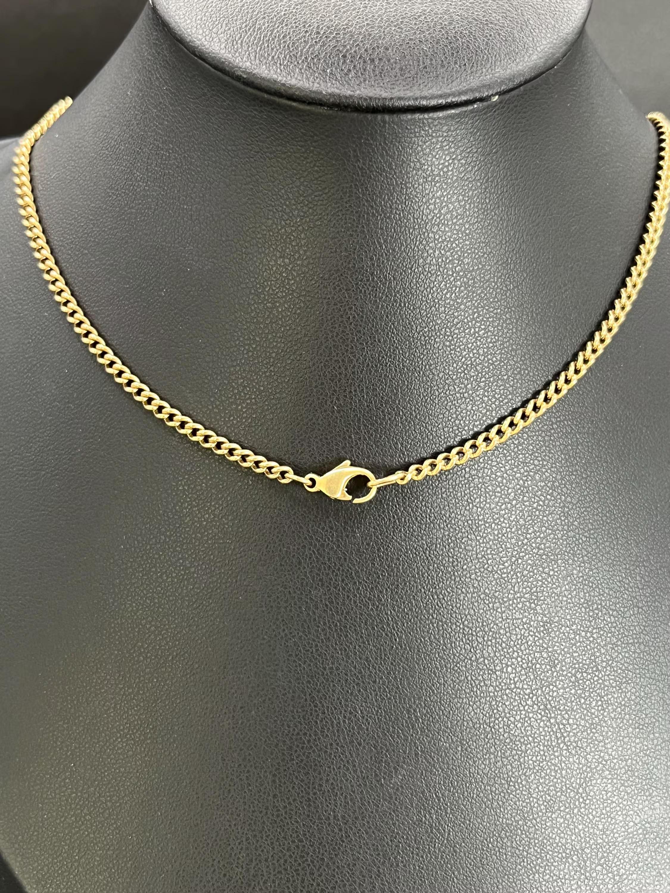 Vintage 9ct Yellow Gold 21 1/2 Inch Curb Link Chain with Lobster Clasp en vente 2