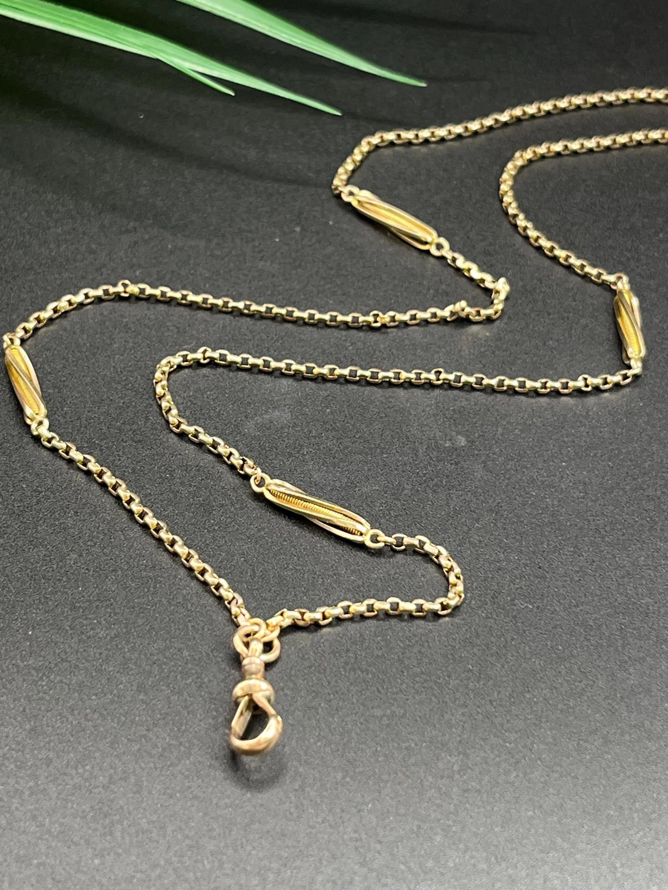 Catena d'epoca in oro giallo 9 carati, 24 pollici di catena a maglie ritorte con chiusura a girella in vendita 5