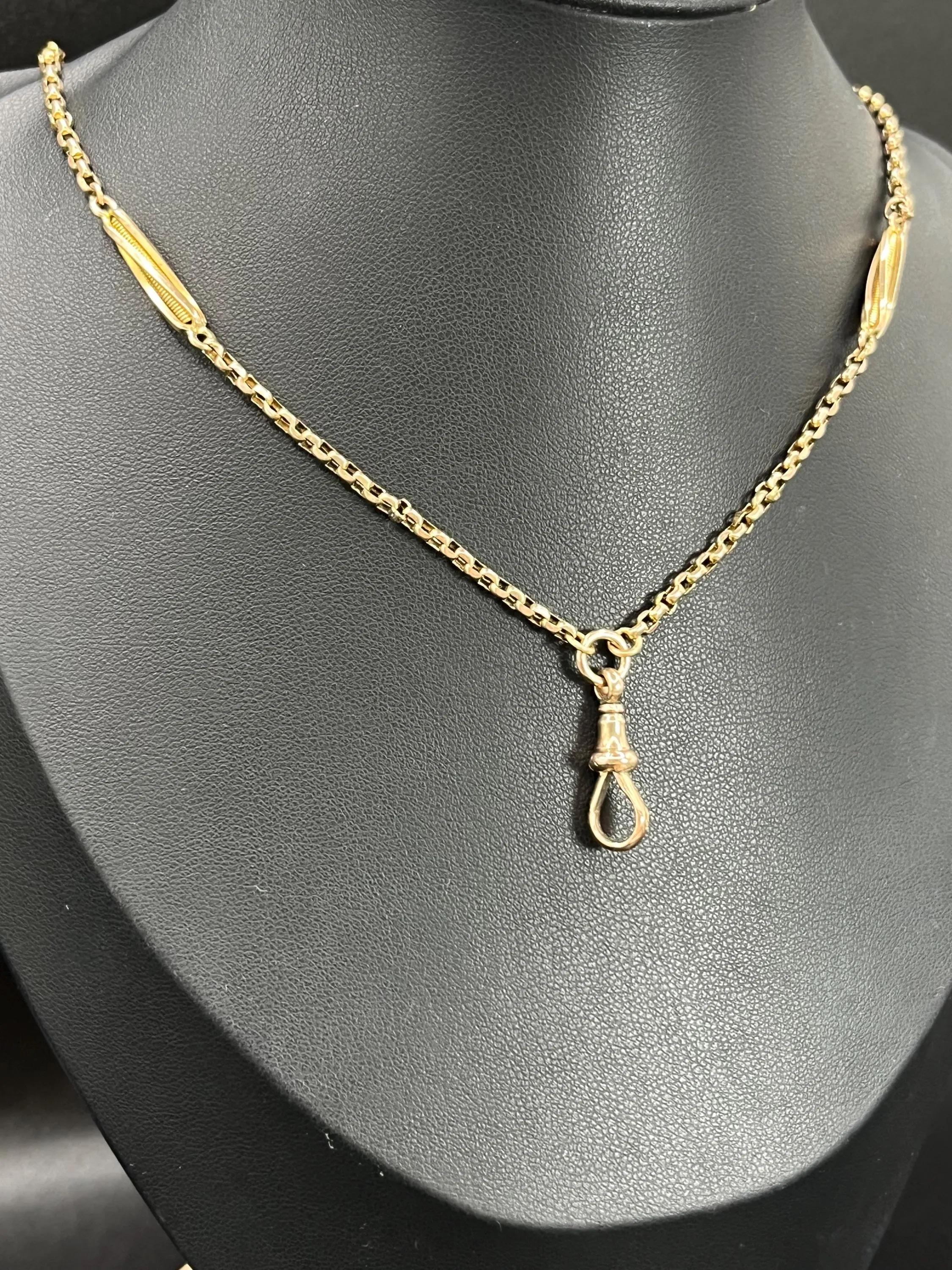 Catena d'epoca in oro giallo 9 carati, 24 pollici di catena a maglie ritorte con chiusura a girella in vendita 7