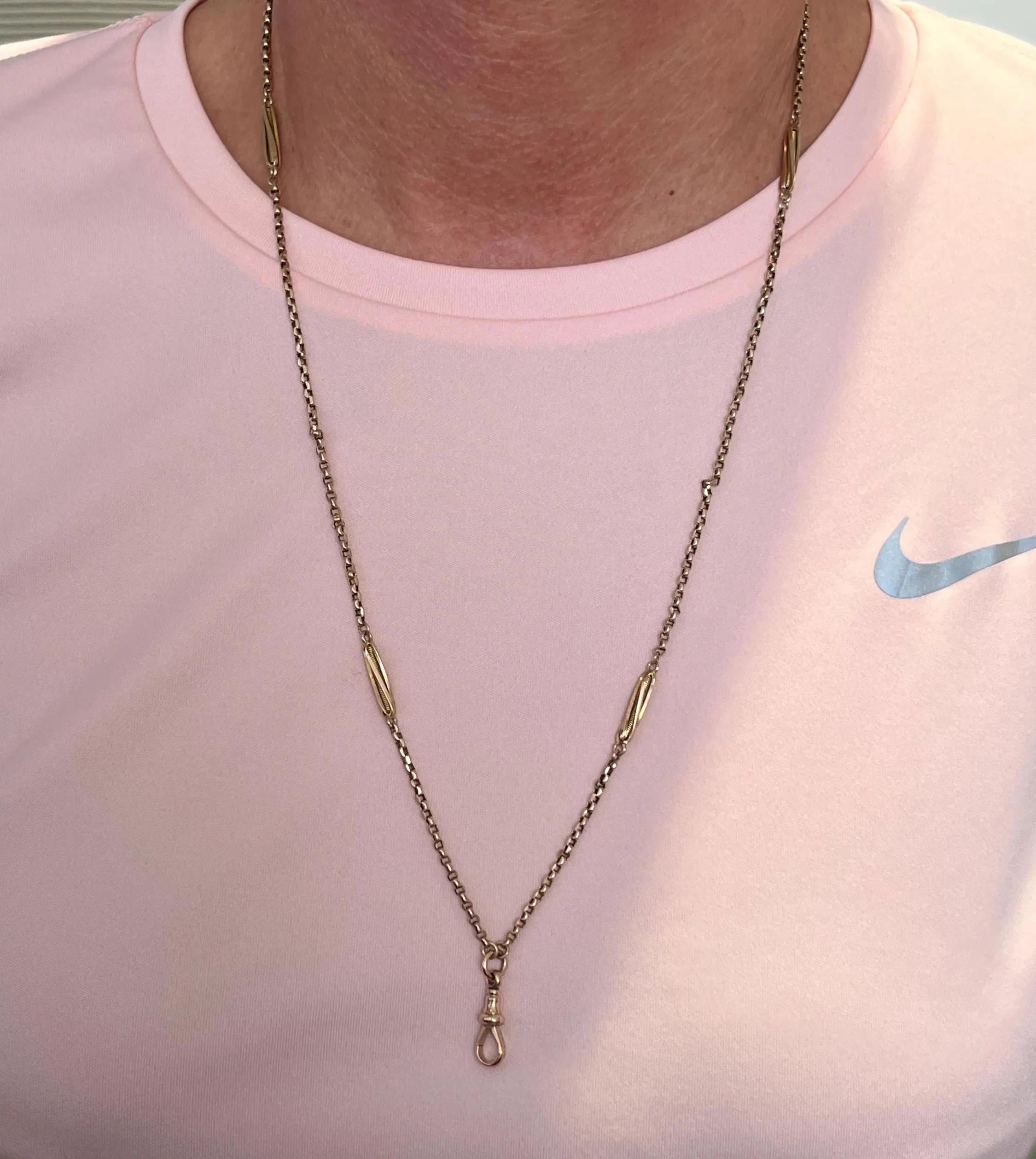 Catena d'epoca in oro giallo 9 carati, 24 pollici di catena a maglie ritorte con chiusura a girella in vendita 1