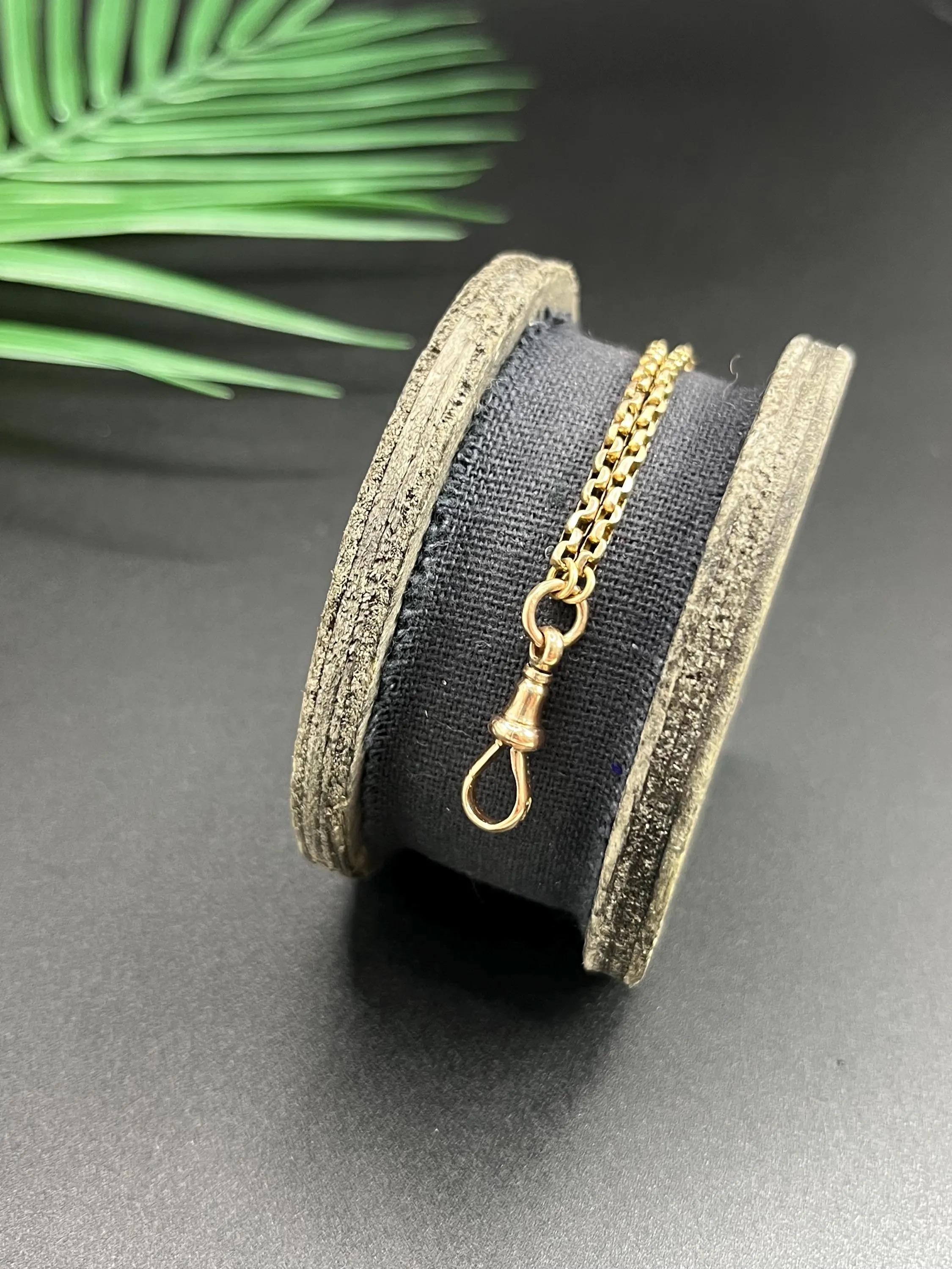 Catena d'epoca in oro giallo 9 carati, 24 pollici di catena a maglie ritorte con chiusura a girella in vendita 3