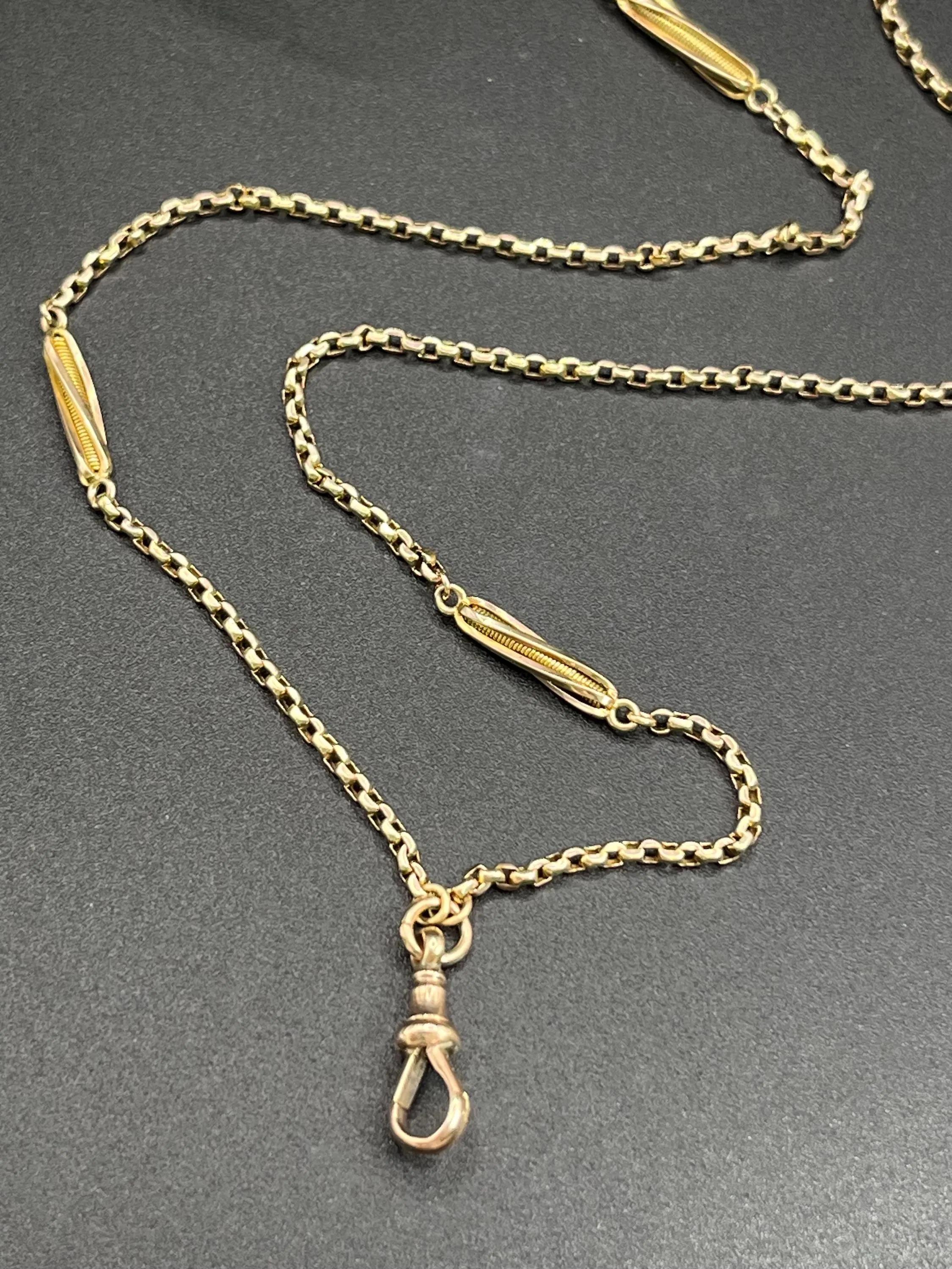 Catena d'epoca in oro giallo 9 carati, 24 pollici di catena a maglie ritorte con chiusura a girella in vendita 4