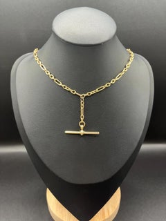 Vintage 9ct Gelbgold Albert Kette mit T-Bar, 18inches CIRCA 1980