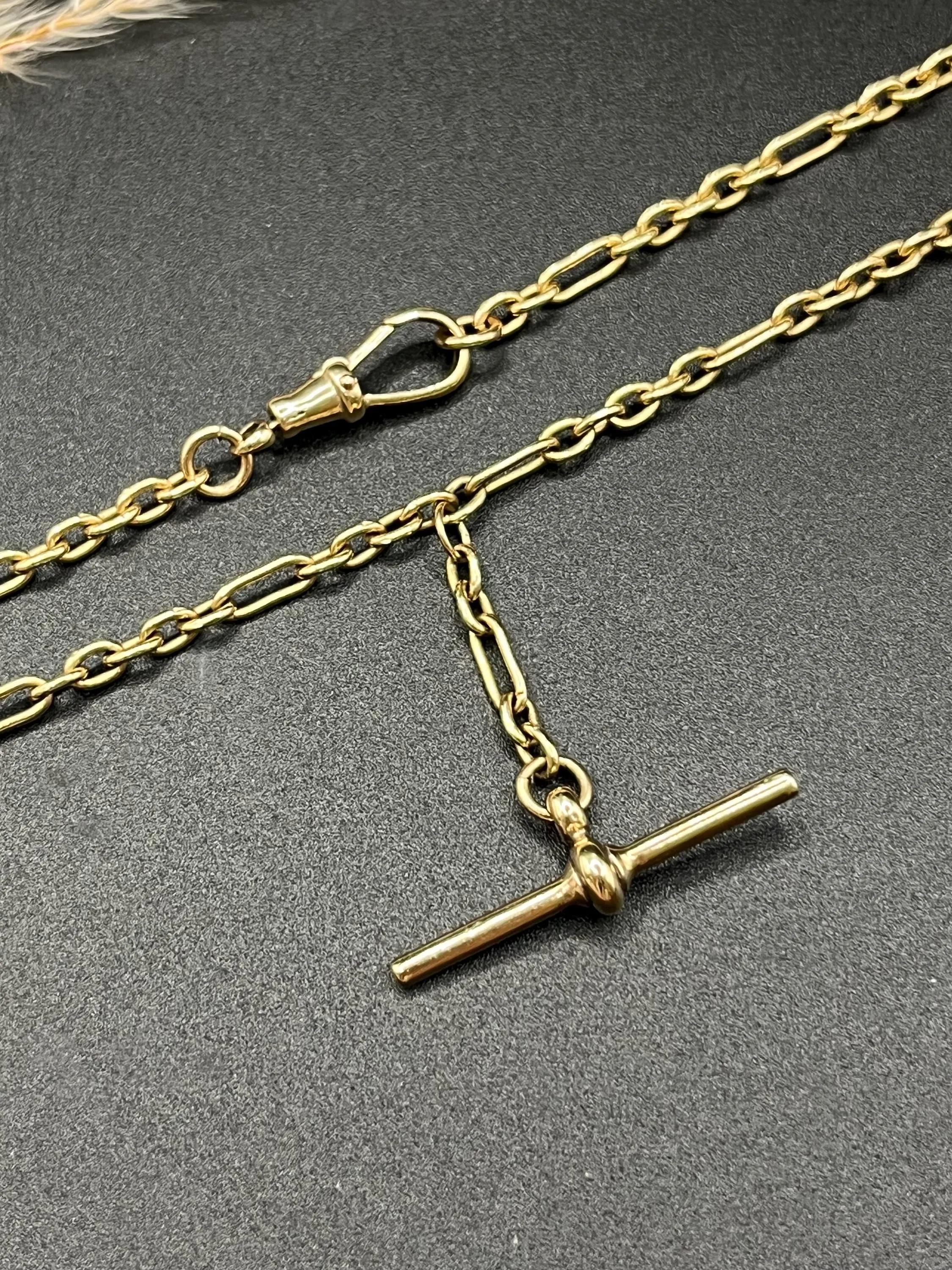 Catena Albert Gold d'epoca in oro giallo 9ct con barra a T, 18 pollici circa 1980 in vendita 5