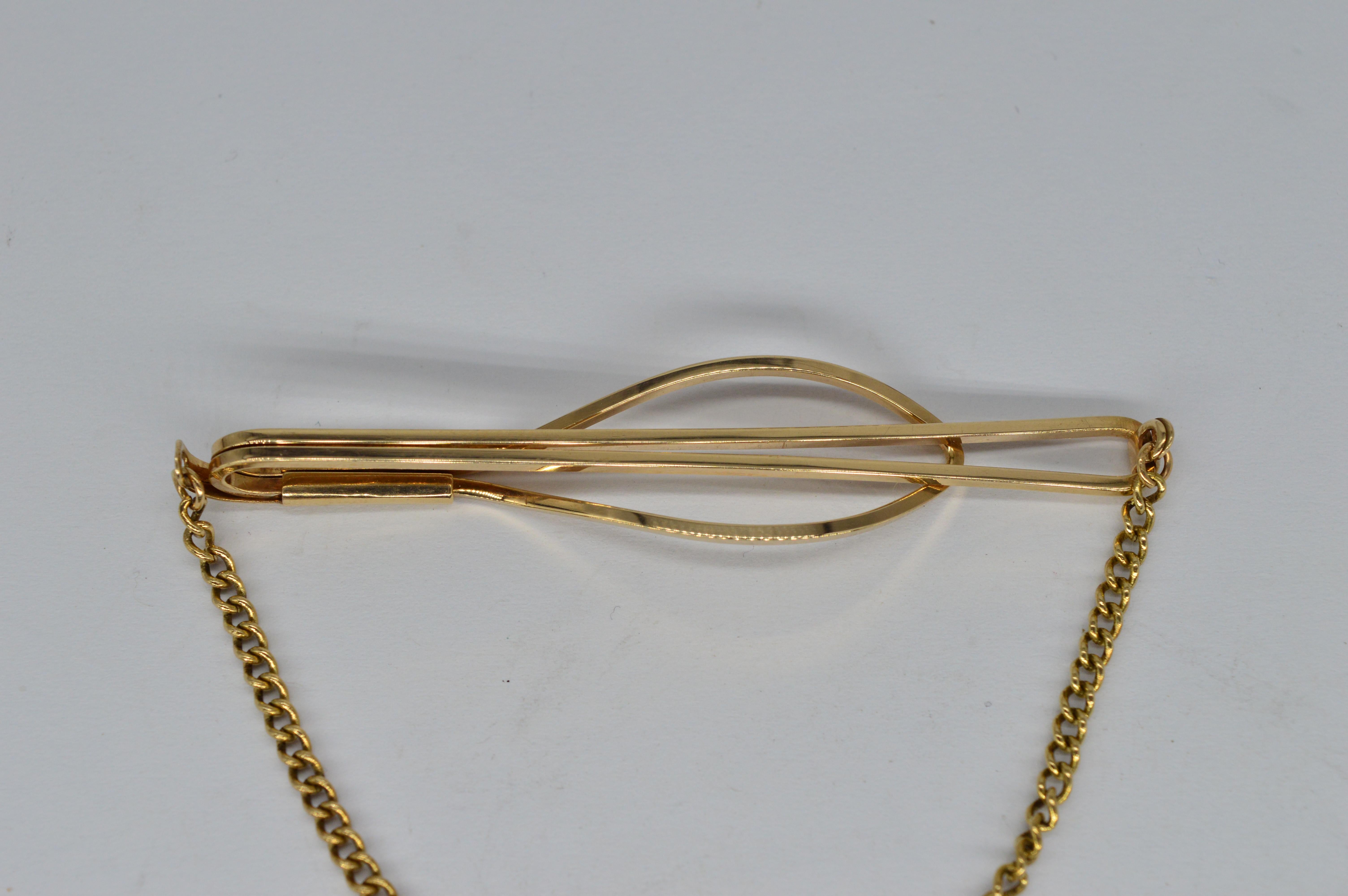vintage tie clip with chain