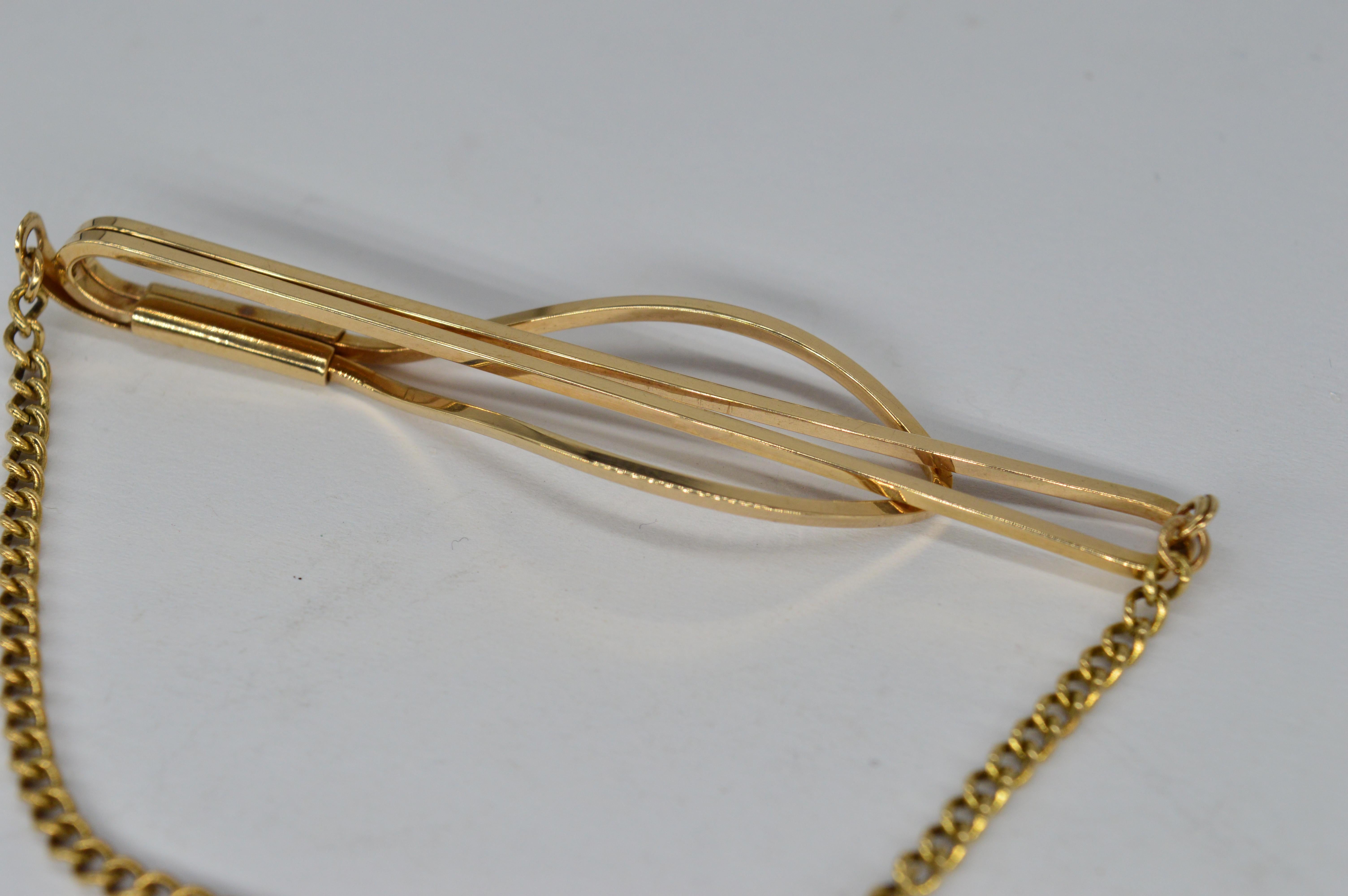 gold tie clip with chain