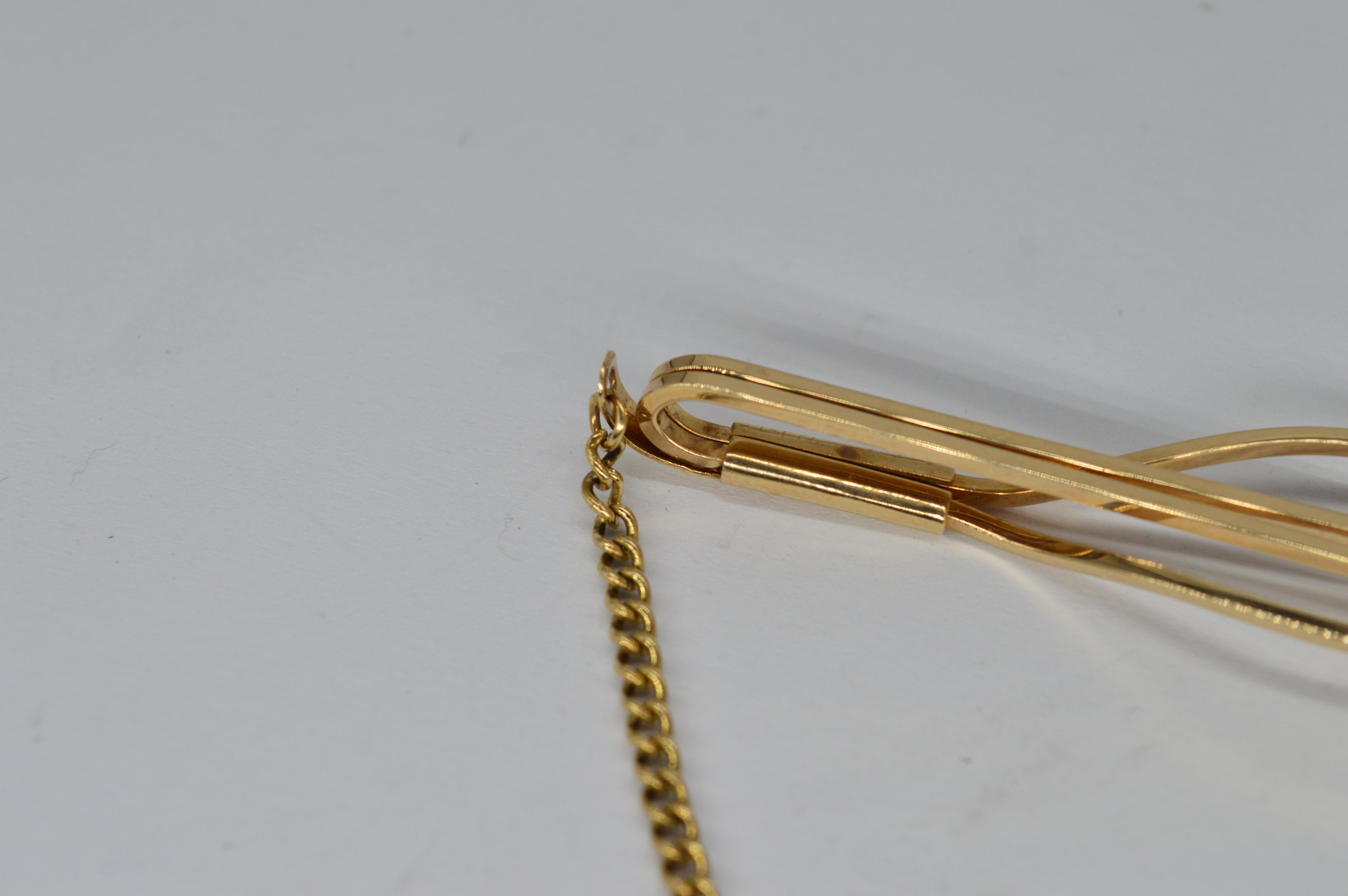 Vintage 9ct Gelbgold Art Deco Traditionelle Aussage Geschenk Krawattenklammer Slide im Angebot 1