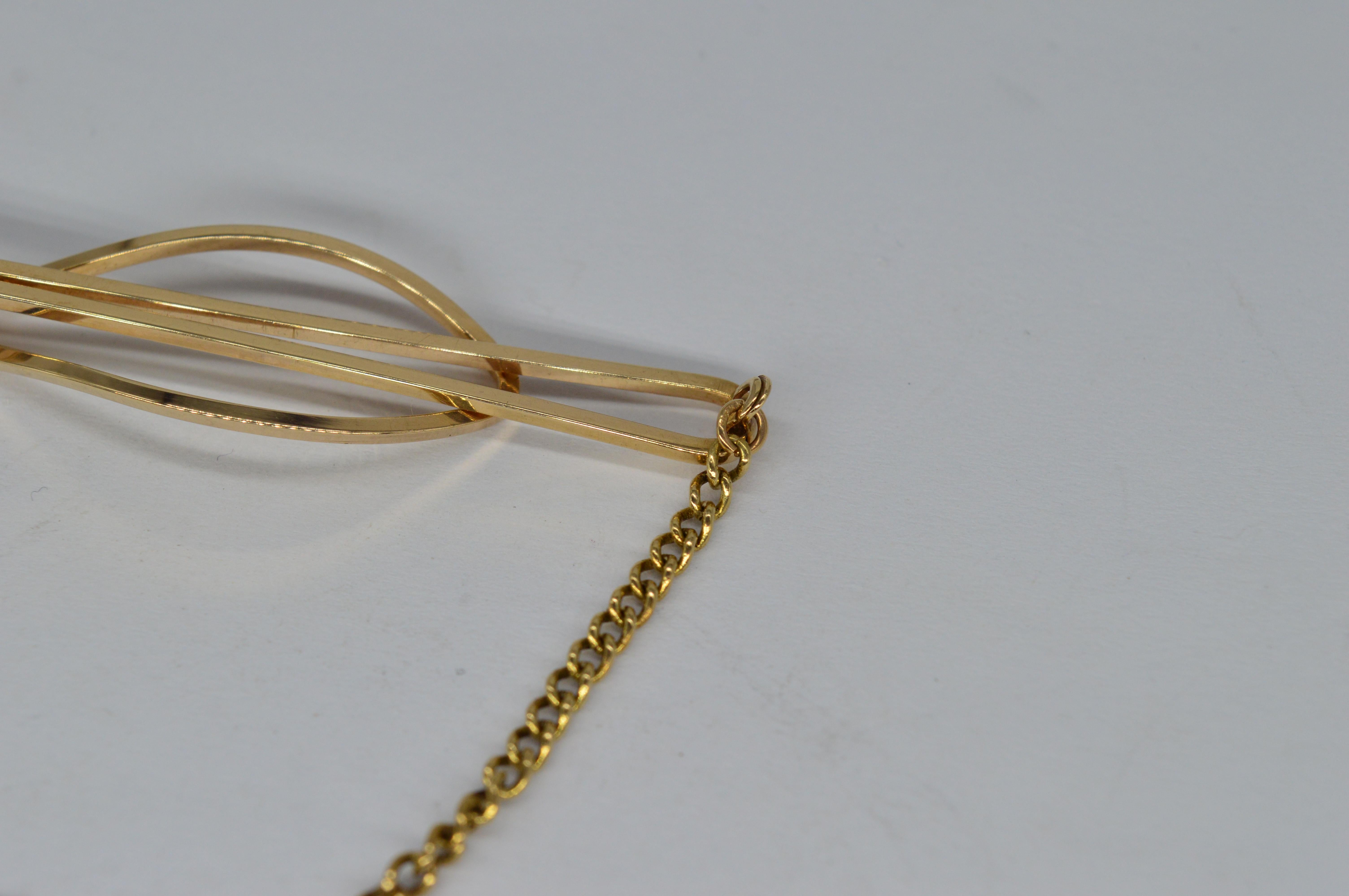 Vintage 9ct Gelbgold Art Deco Traditionelle Aussage Geschenk Krawattenklammer Slide im Angebot 3