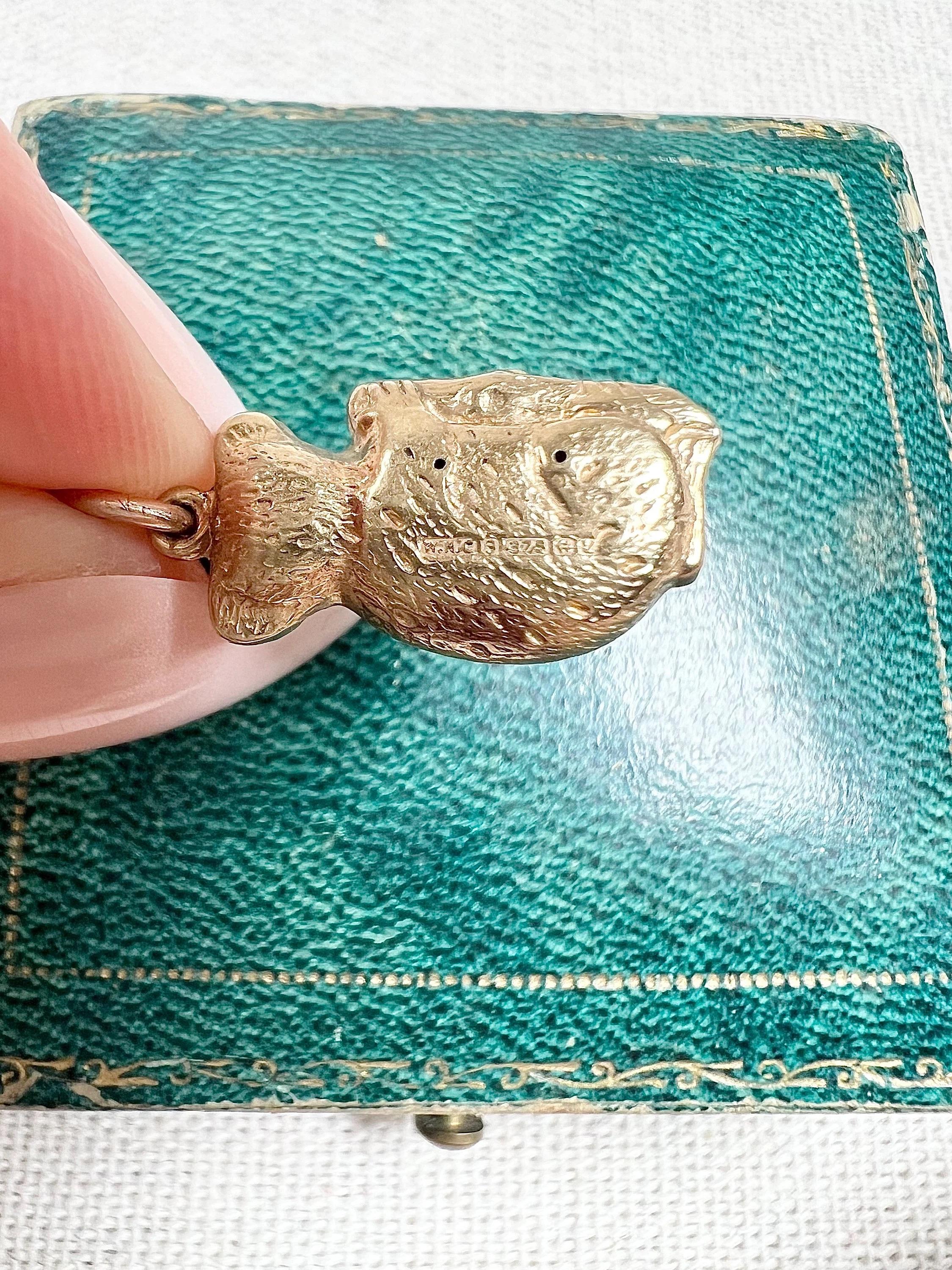 Women's or Men's Vintage 9ct Yellow Gold, Birmingham Hallmarked, 1960s Koala Bear Pendant Charm For Sale