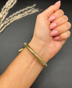 Bracciale a serpente con occhio di rubino, vintage, in oro giallo di Birmingham, con marchio di garanzia, anni '70