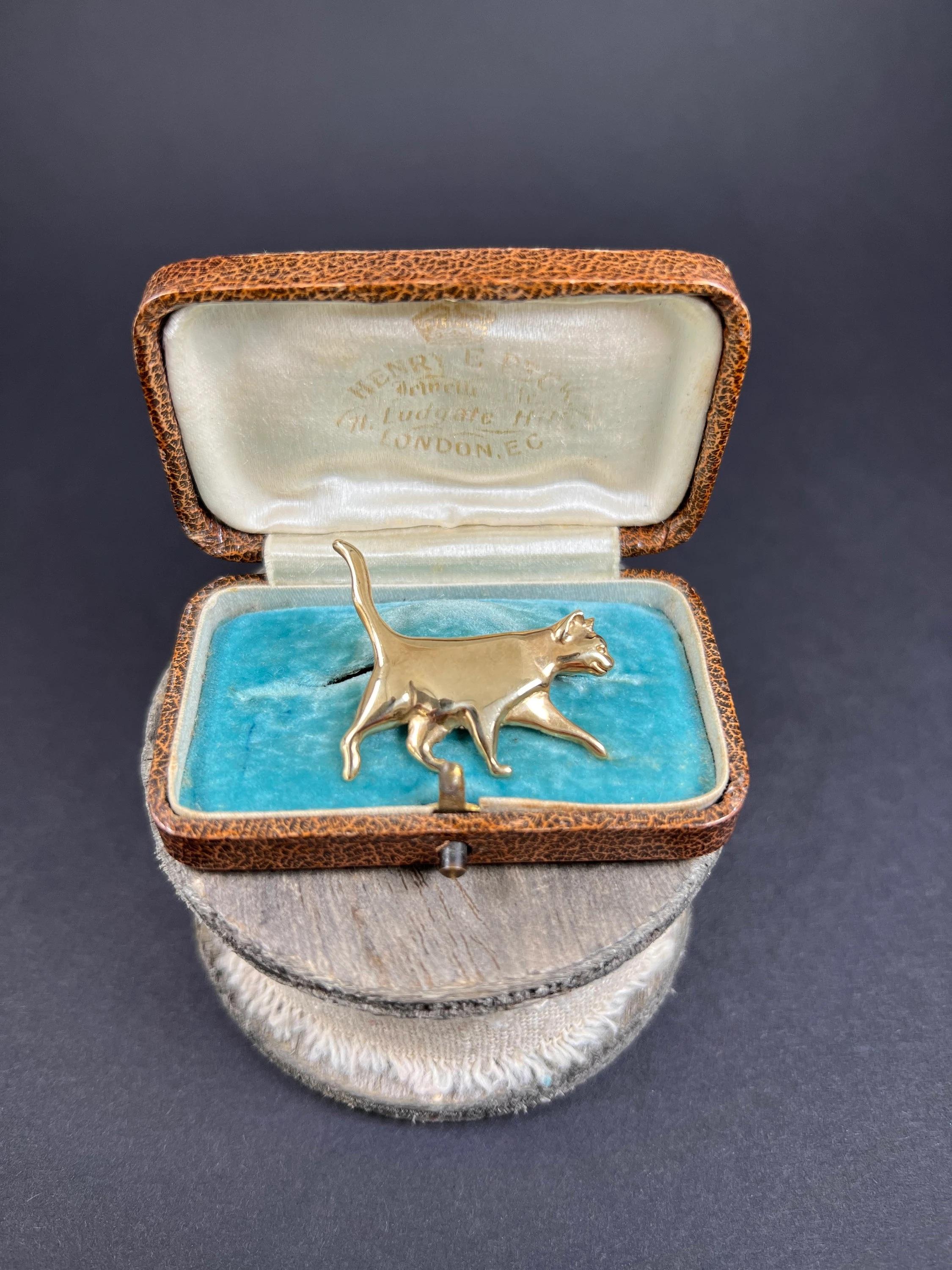 Vintage 9ct Yellow Gold, Cat Brooch Hallmarked Sheffield 1992 1