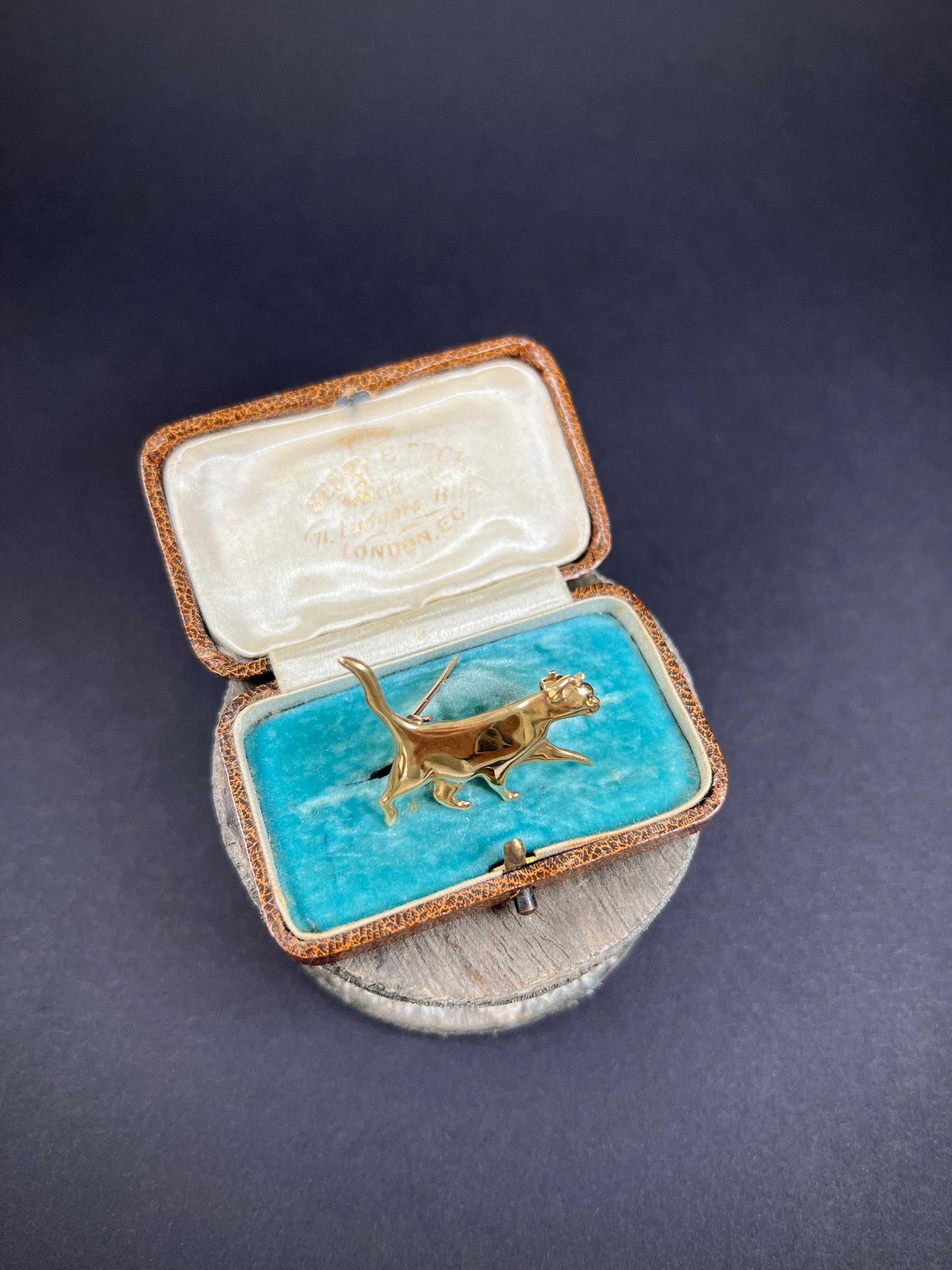 Vintage 9ct Yellow Gold, Cat Brooch Hallmarked Sheffield 1992 3