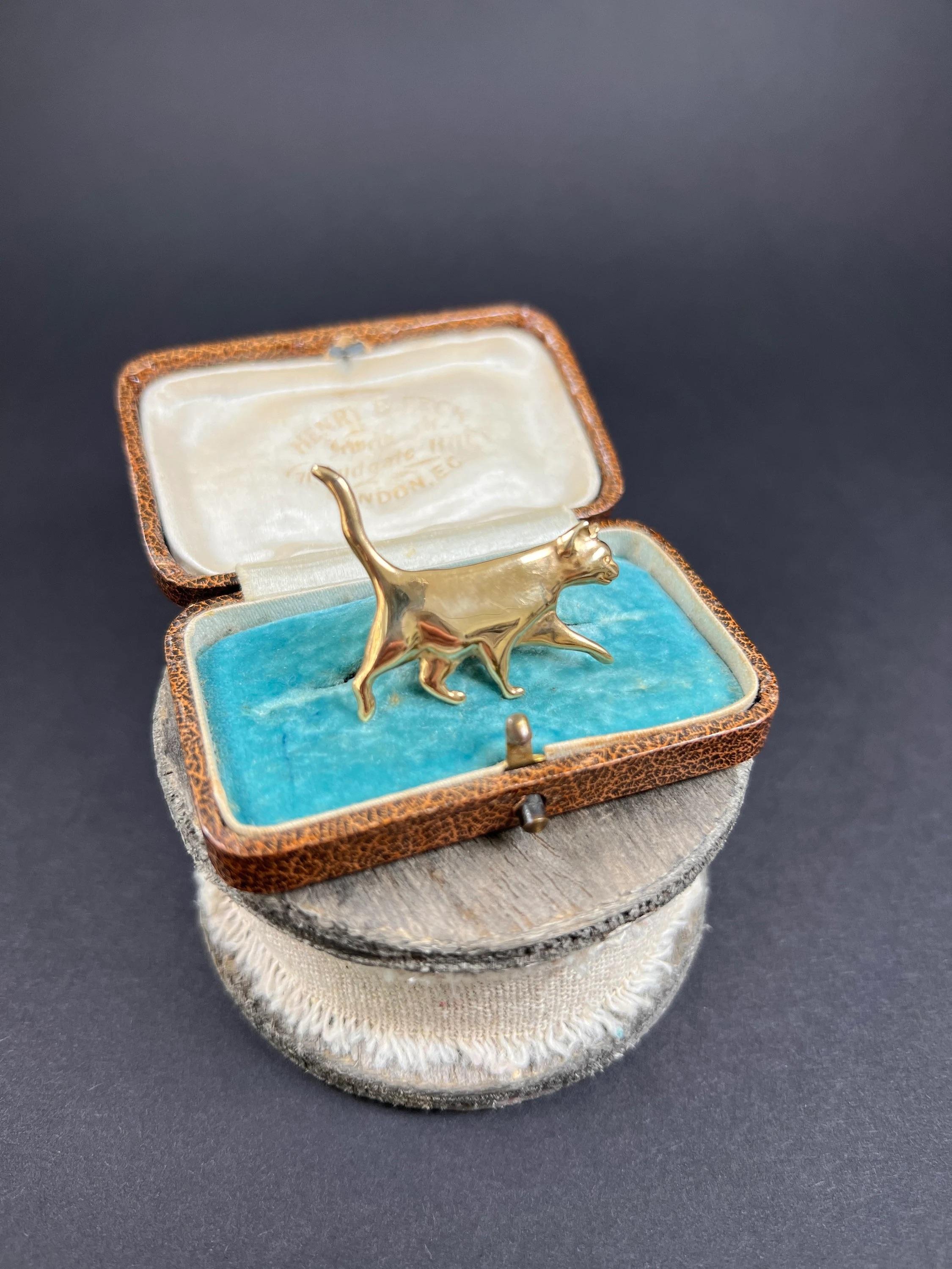 Vintage 9ct Yellow Gold, Cat Brooch Hallmarked Sheffield 1992 4