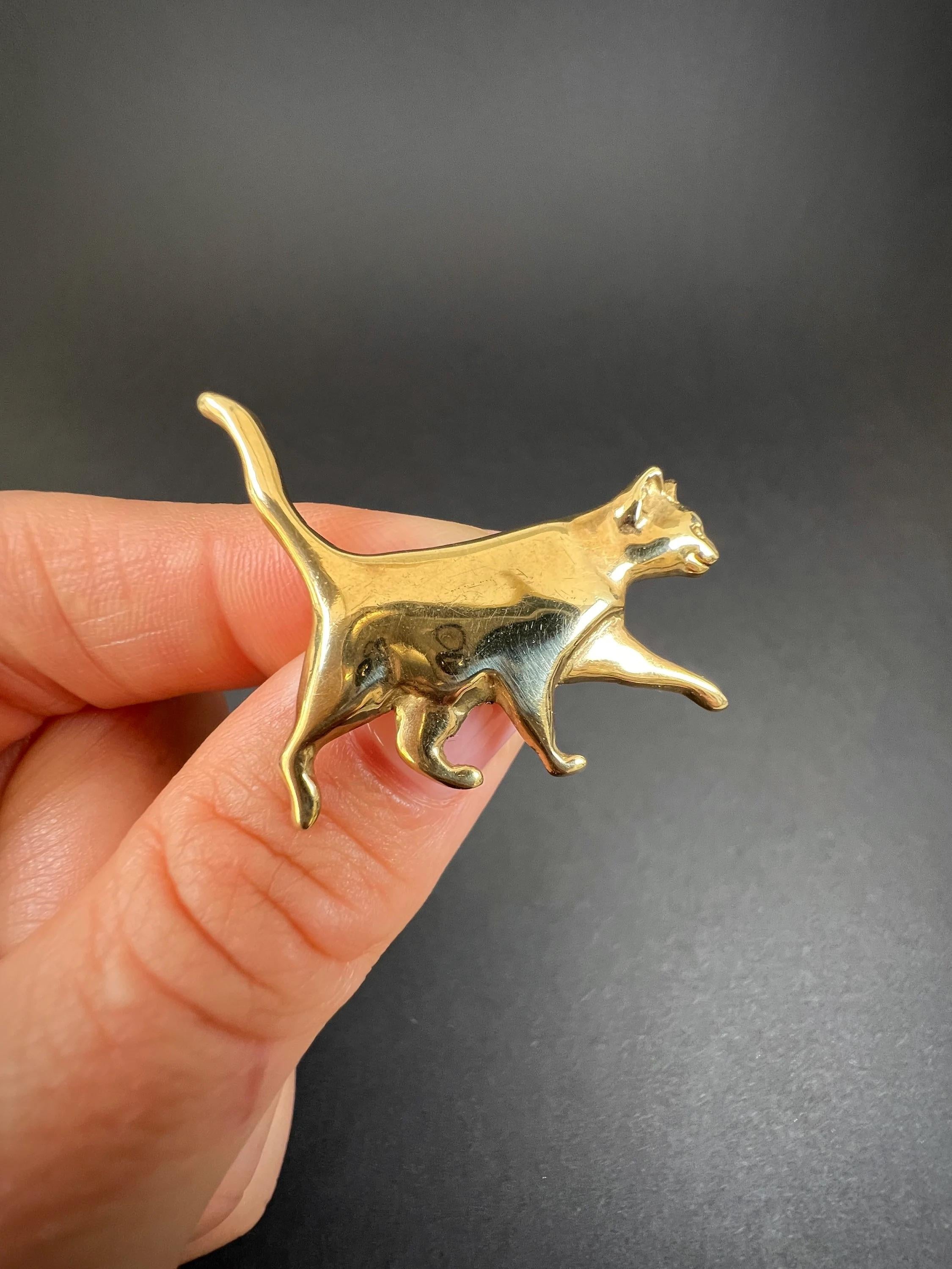 Vintage 9ct Yellow Gold, Cat Brooch Hallmarked Sheffield 1992 5