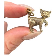 Vintage 9ct Yellow Gold, Cat Pendant, Bracelet Charm, Hallmarked London 1965