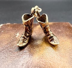 Vintage 9ct Yellow Gold, Cowboy Boots Pendant Charm, Hallmarked London 1969