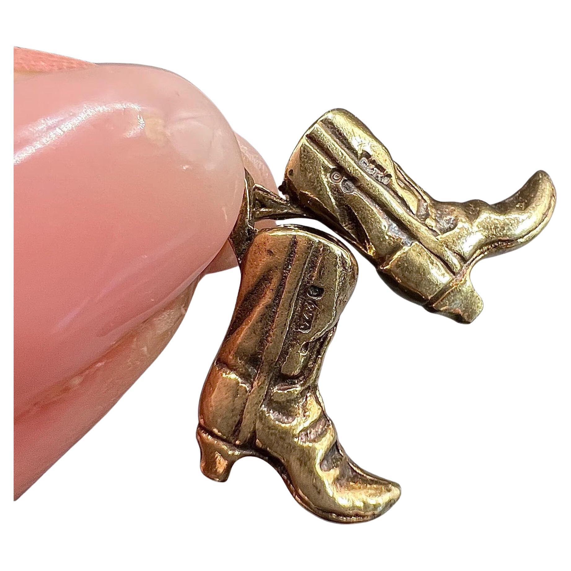 Vintage 9ct Yellow Gold, Cowboy Boots Pendant Charm, Hallmarked London 1969