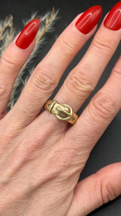 Hebilla vintage de oro amarillo de 9 quilates con diamantes / Anilla para cinturón, con sello de Londres de 1962