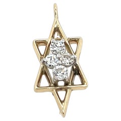 Vintage 9ct Yellow Gold Diamond Star of David Pendant