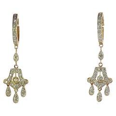 Vintage 9ct Yellow Gold Earrings Set With Round Diamonds