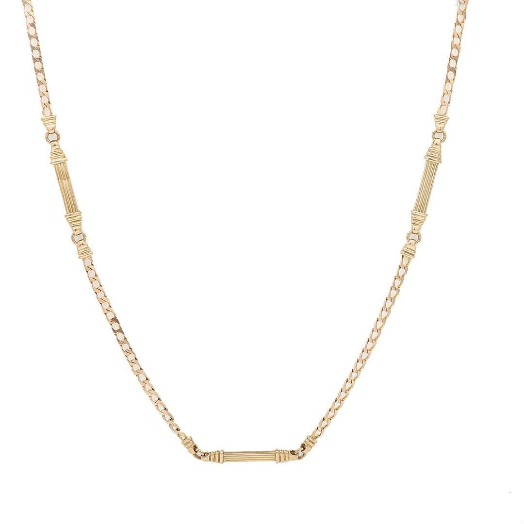 Vintage 9ct Yellow Gold Fancy Link Long Chain 71cm 28, Circa 1987