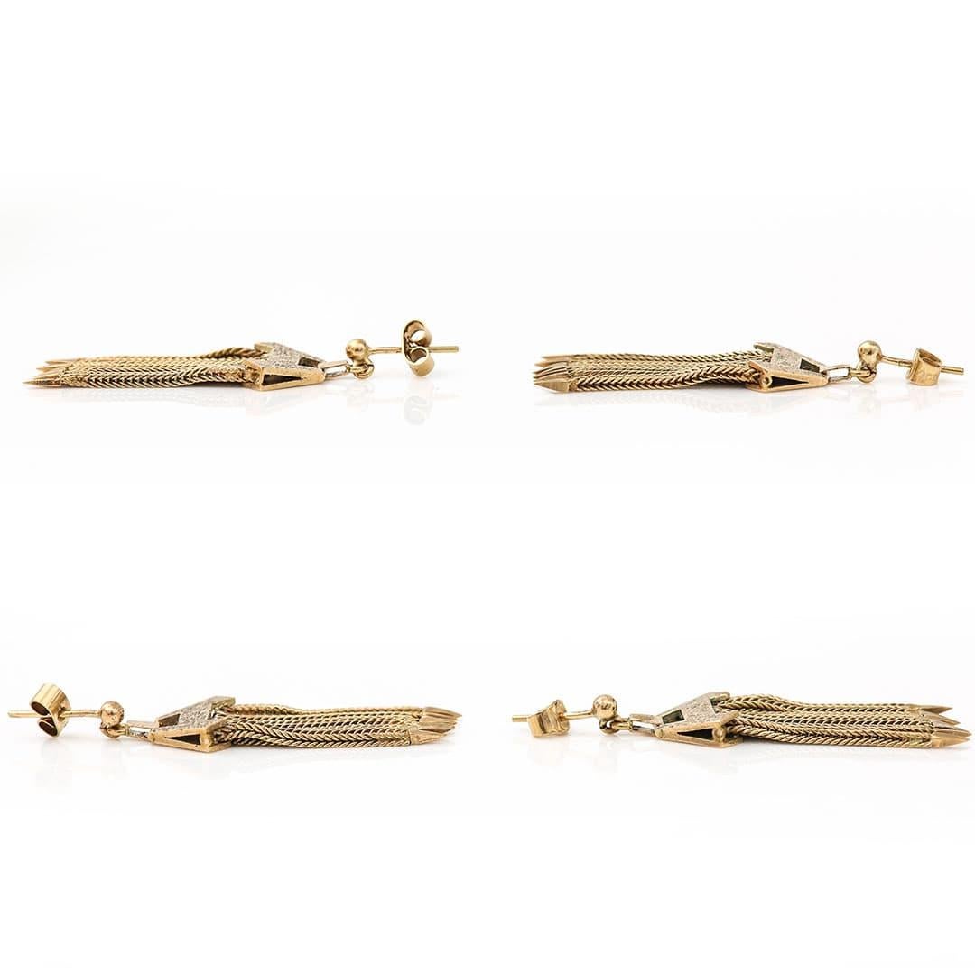 Vintage 9ct Yellow Gold Foxtail Tassel Drop Earrings Circa 1980 In Good Condition In Lancashire, Oldham