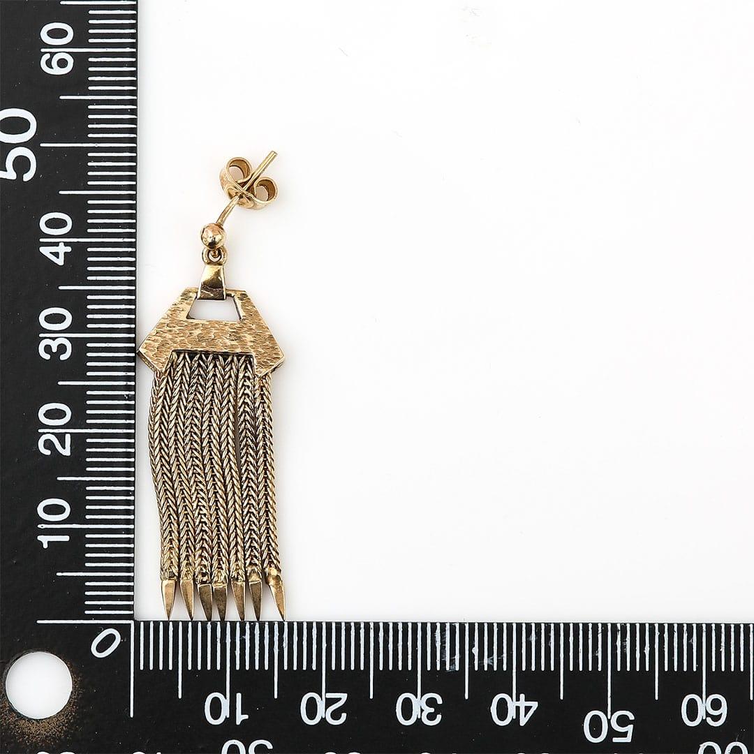 Vintage 9ct Yellow Gold Foxtail Tassel Drop Earrings Circa 1980 2