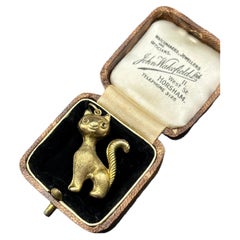 Colgante/dije de gato vintage de oro amarillo de 9 ct con sello de los años 80
