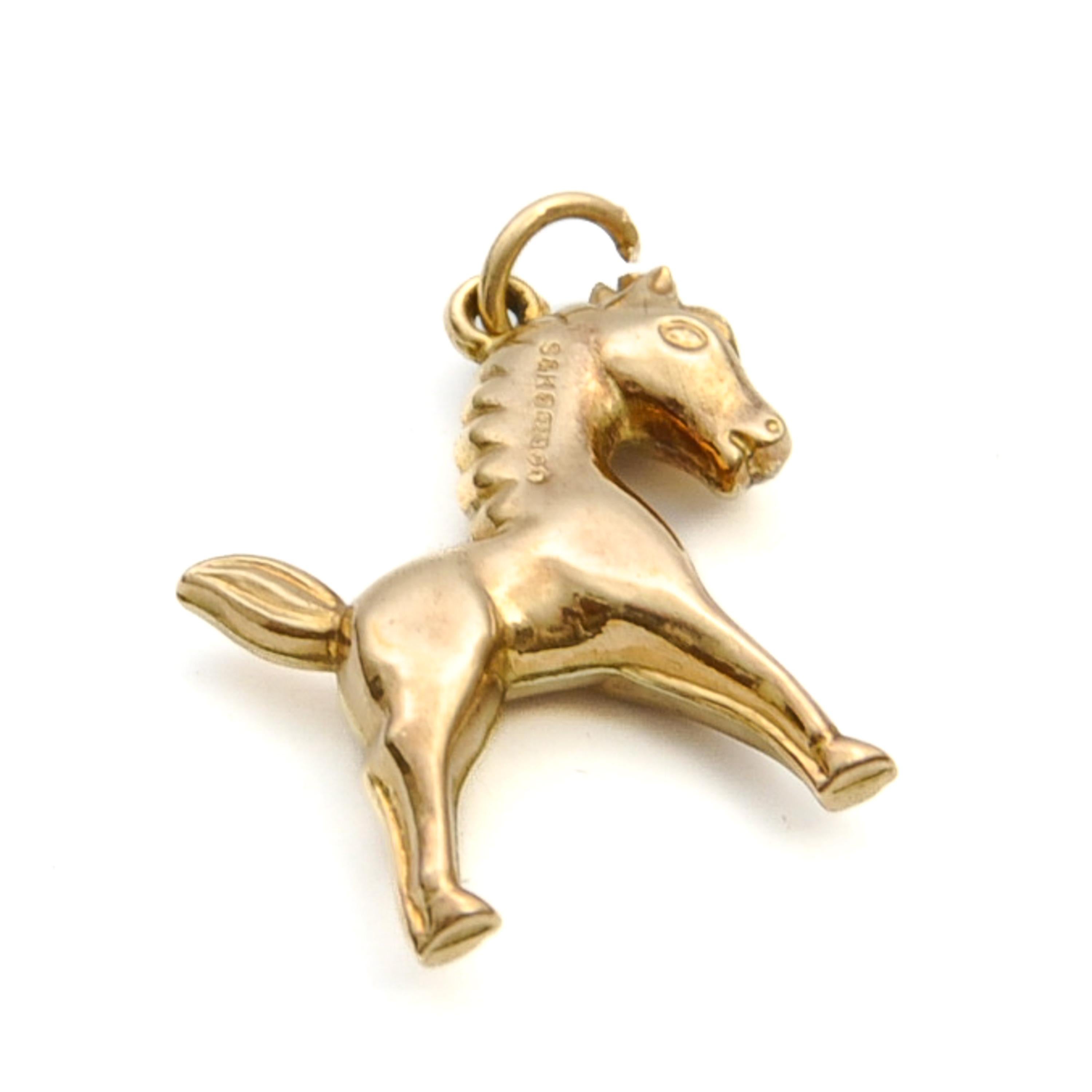Vintage 9ct Yellow Gold Horse Charm Pendant For Sale 3