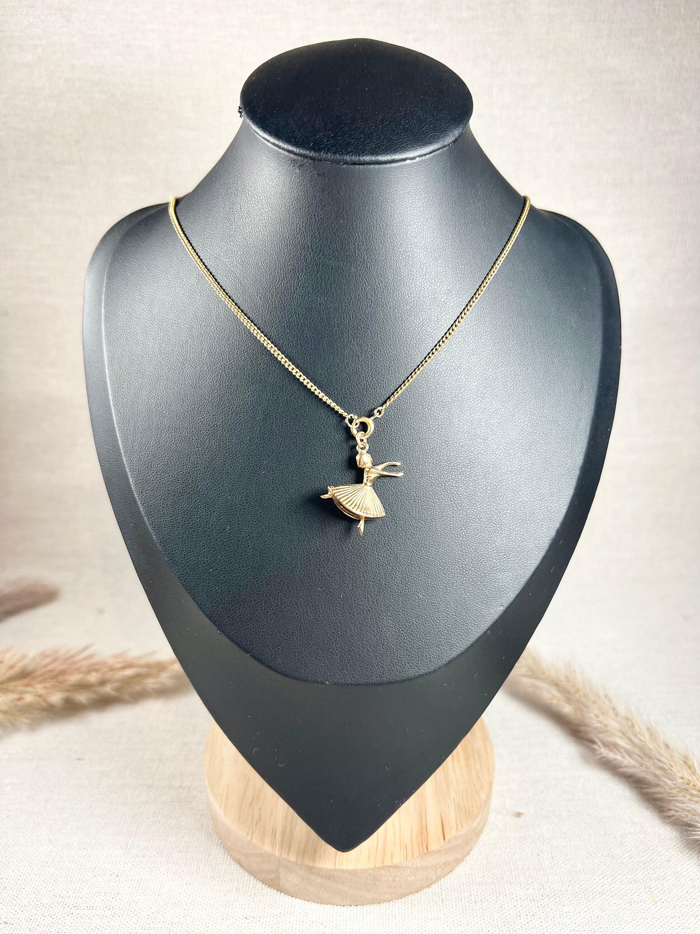 Women's or Men's Vintage 9ct Yellow Gold, London Hallmarked, 1970s Ballerina Pendant Charm For Sale