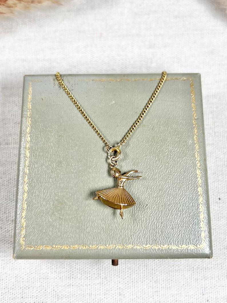 Vintage 9ct Yellow Gold, London Hallmarked, 1970s Ballerina Pendant Charm For Sale 4