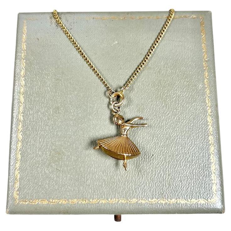 Vintage 9ct Yellow Gold, London Hallmarked, 1970s Ballerina Pendant Charm