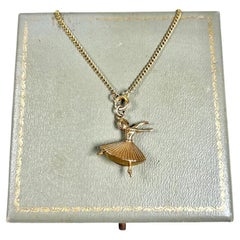 Vintage 9ct Yellow Gold, London Hallmarked, 1970s Ballerina Pendant Charm