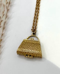 Vintage 9ct Yellow Gold Opening Handbag/Purse Charm Pendant, Circa 1970s